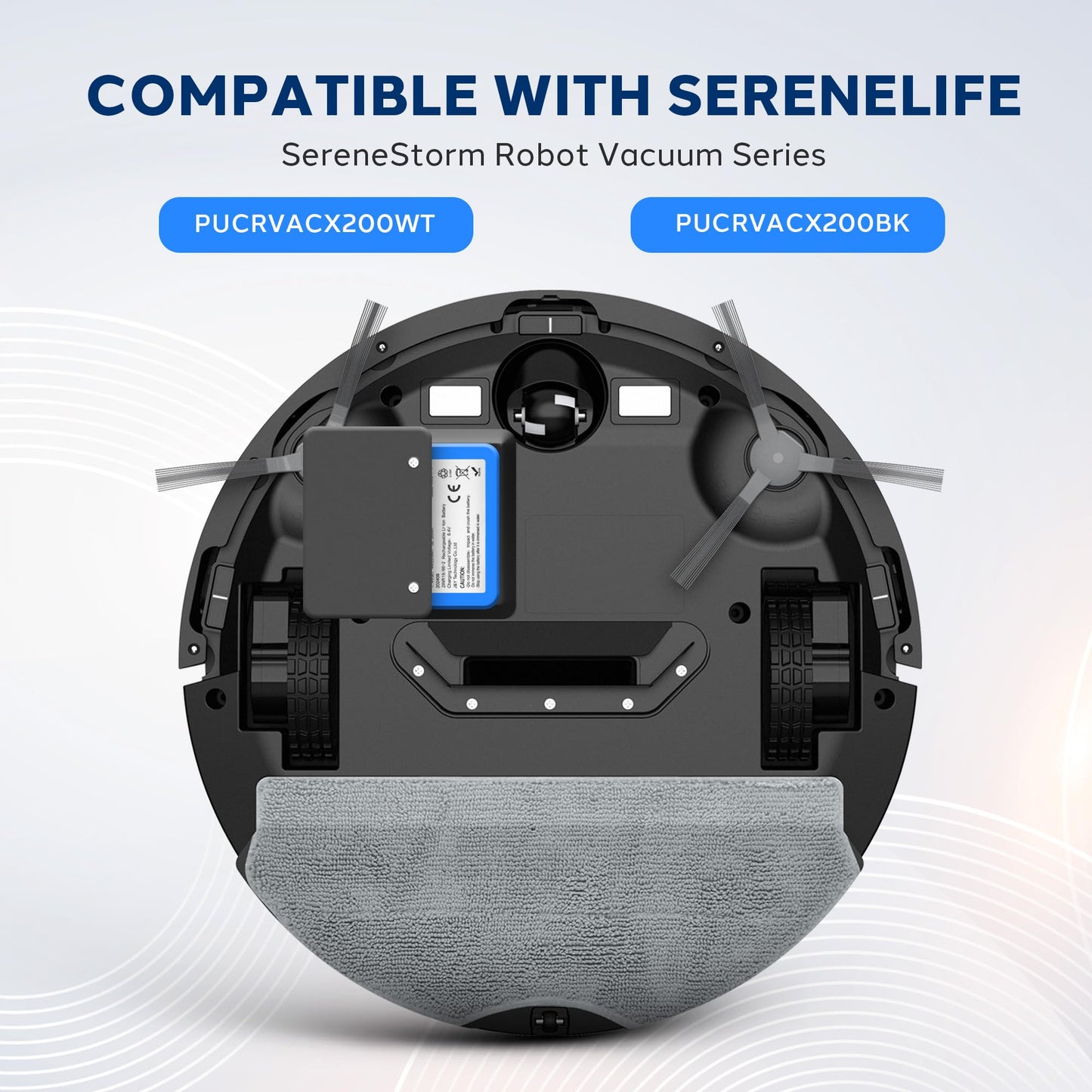 Pure Clean Replacement Battery for Smart Robot Vacuum Cleaner, Works with PUCRVACX200BK and PUCRVACX200WT