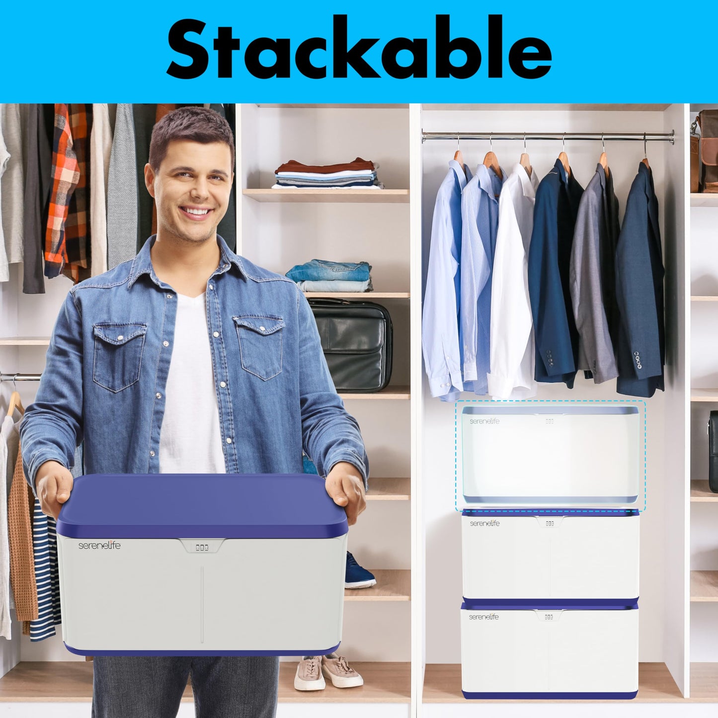 SereneLife Lockable Storage Box, 8 Gallon Capacity Storage Trunk with Combination Lock, Locking Container Bin for Organization