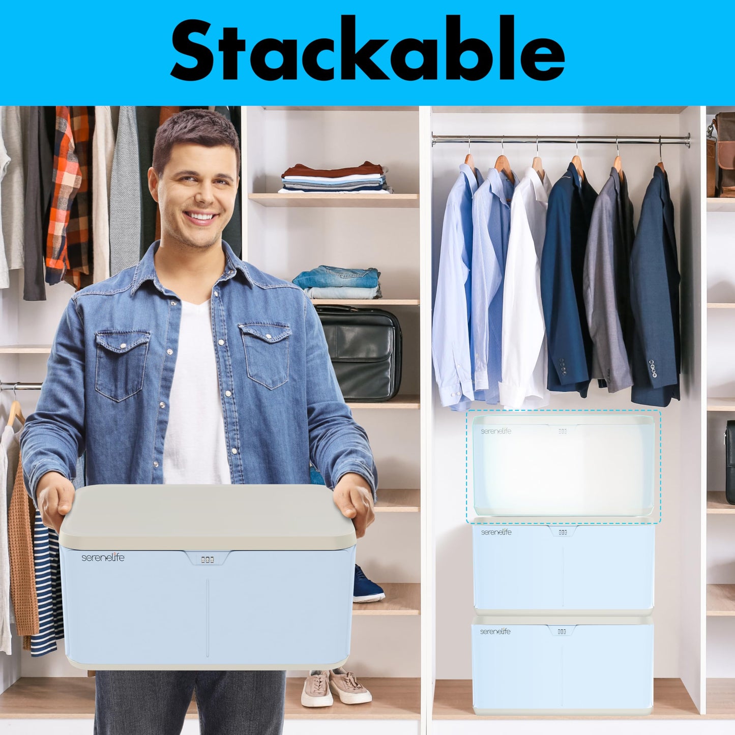 SereneLife Lockable Storage Box, 7 Gallon Capacity Storage Trunk with Combination Lock, Locking Container Bin for Organization