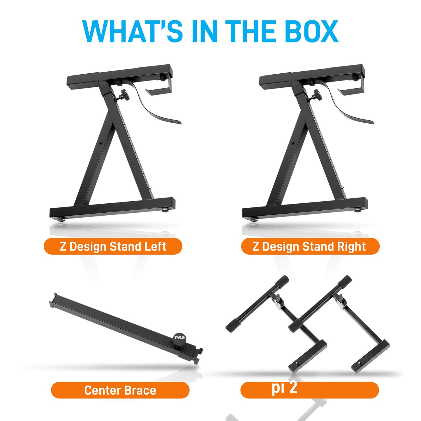 PYLE Heavy-Duty Multi-Functional Music Stand - Z Style & Portable, 2nd Tier, Height & with Adjustment, Digital Keyboard Stand, Rack Case w/Ergonomic Design, for Home Studio etc. - Pyle PKST2TZ , black