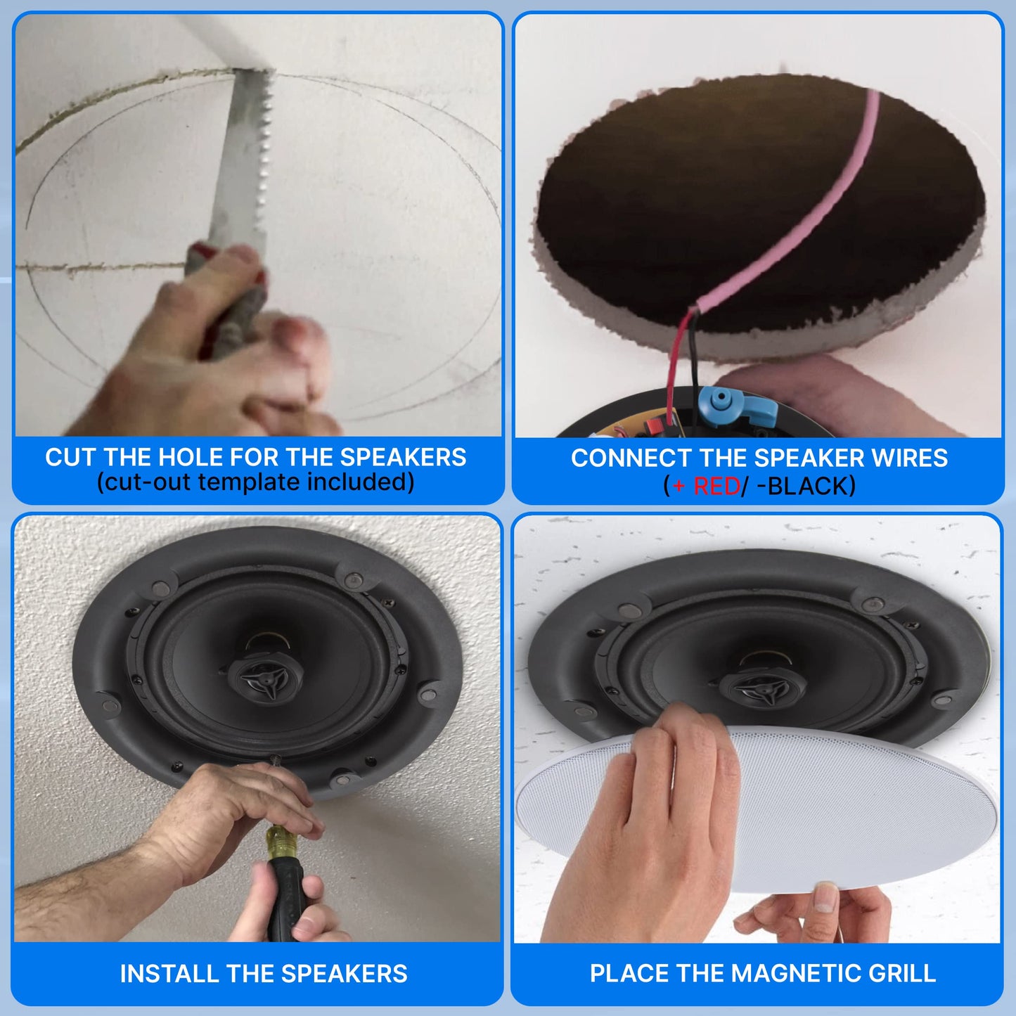 Pyle Ceiling and Wall Mount Speaker-8” 2-Way 70V Audio Stereo Sound Subwoofer Sound with Dome Tweeter,600 Watts,in-Wall&in-Ceiling Flush Mount for Home Surround System-Pyle PDIC8LT(White)