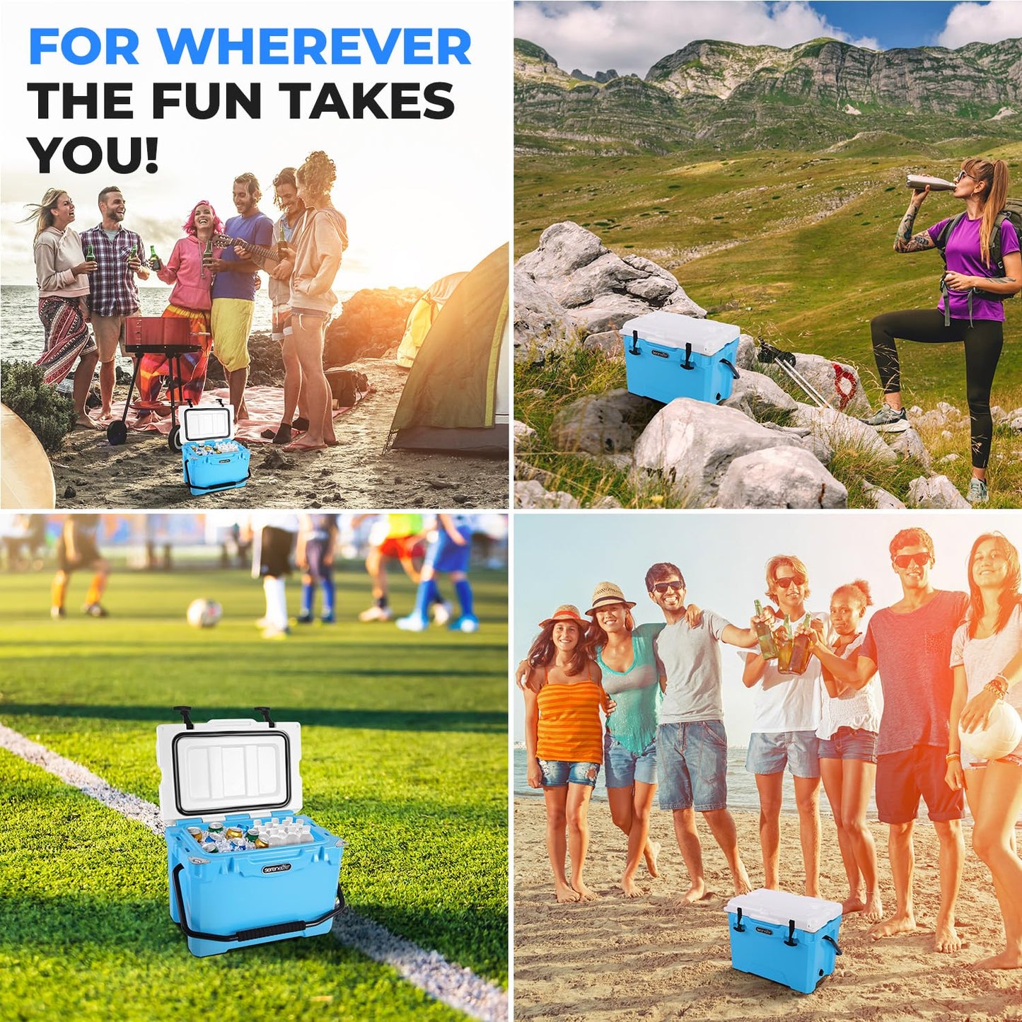 SereneLife Ultra-Tough 25 Quart Rotomolded Cooler Box, Holds Upto 36 Cans, Keeps Ice Up to 5 Days, Heavy-Duty Insulated Portable Ice Chest Box, Ideal for Travel, Camping, Beach, and Outdoor Adventures