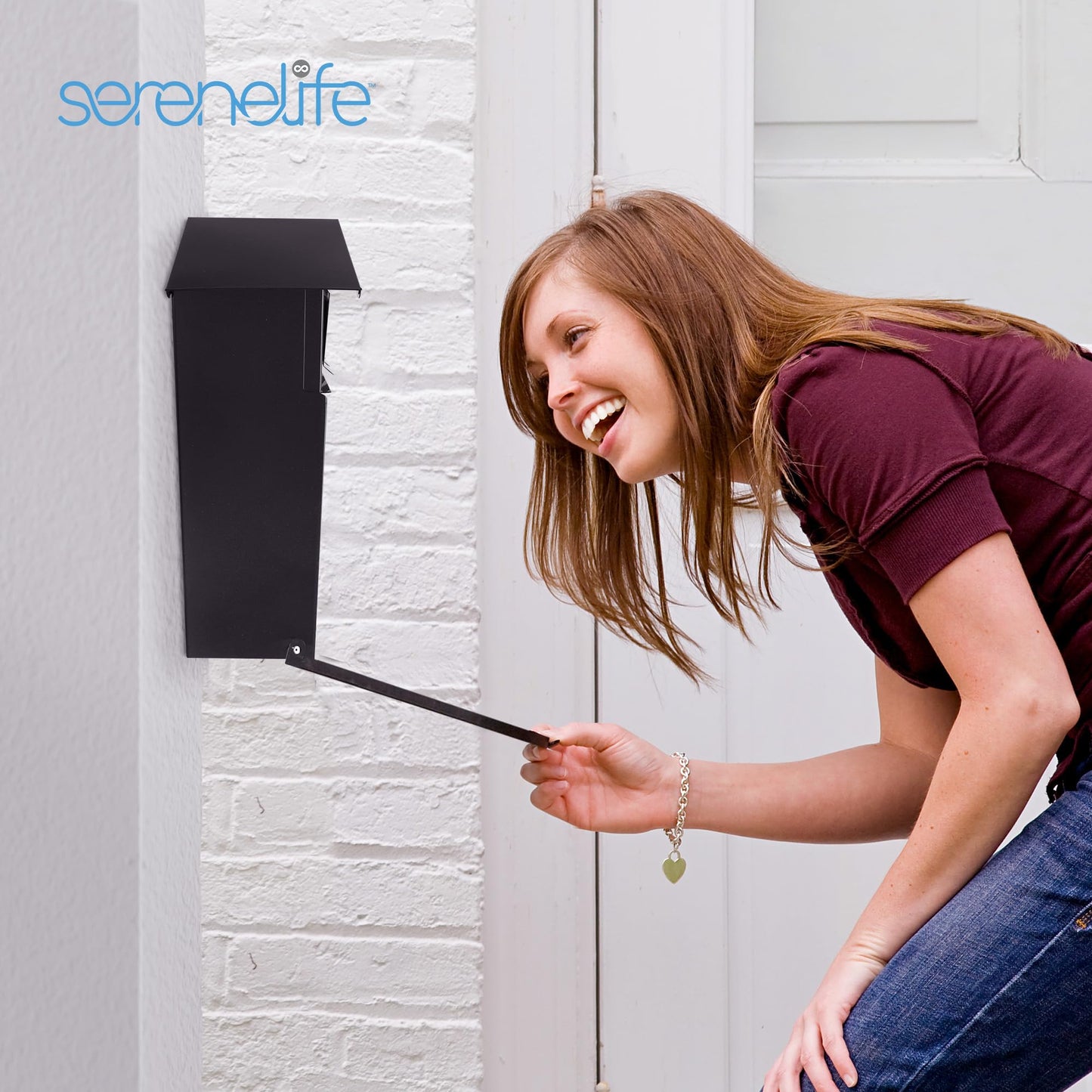 Serenelife Indoor & Outdoor Wall Mount Locking Mailbox | Secure Key & Lock Mechanism | Weather Resistant & Durable | Easy Access Metal Flap | Includes 2 Keys & Mounting Hardware | 13x14x5 IN