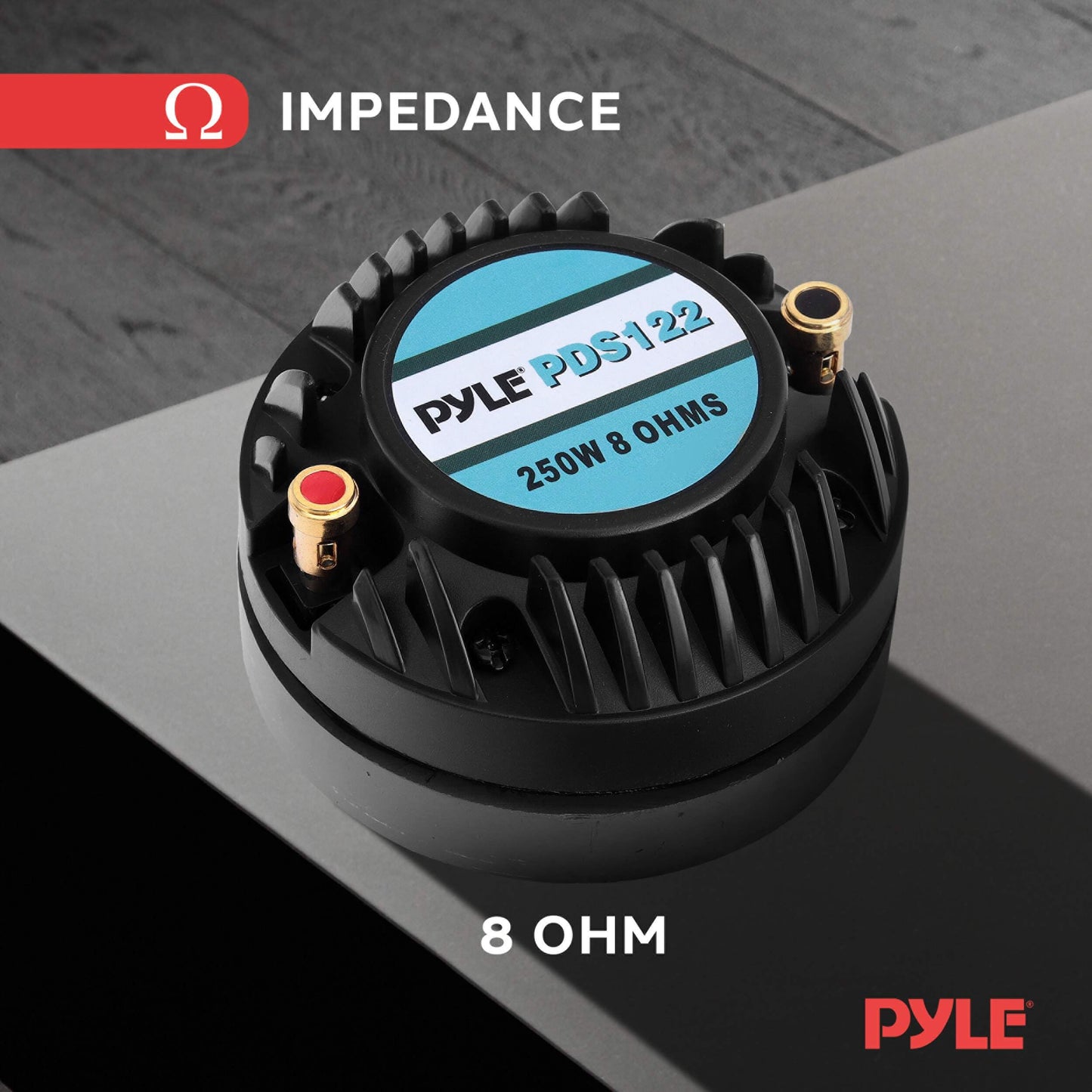 Pyle 1.5 Inch Tweeter Horn Driver - 500 watt peak power/250 watt RMS Audio Speaker Tweeter System w/ Flat Aluminum Voice Coil, 1.5k-20 kHz Frequency, 95 dB, 8Ohm - Pyle PDS122 , Black