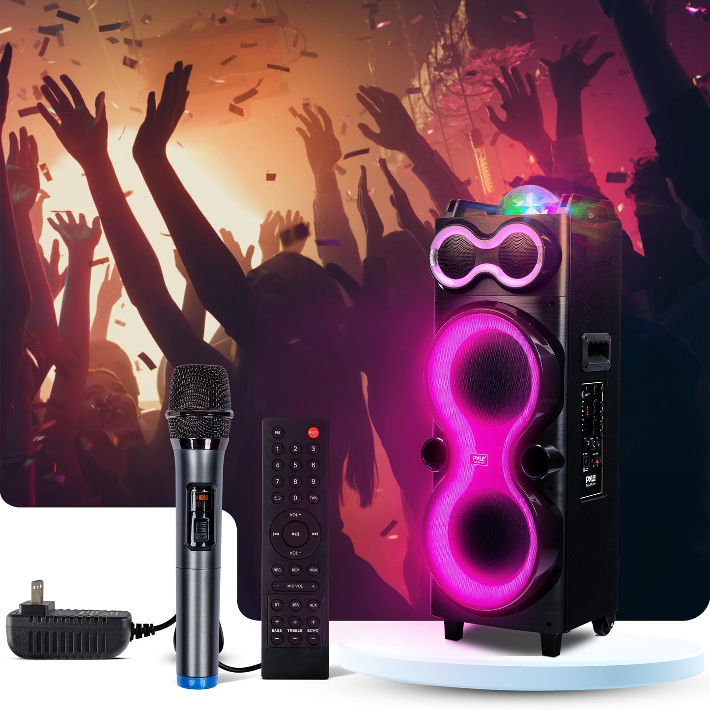 Pyle Audio Large Bluetooth Party Speaker - Big Bluetooth Speaker with True Wireless Stereo System - Enjoy Powerful Bass and Clear Treble - Big Speaker with LED Display - Model PPHP1028-240W