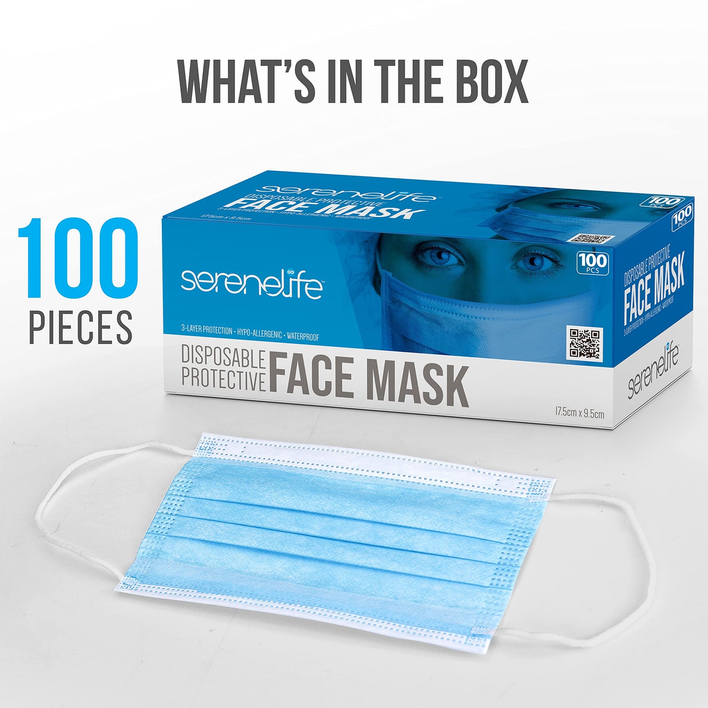 SereneLife 1000pcs 3-Ply Disposable Face Masks - 3 Layer Protection Breathable Non-Woven Face Masks, Facial Mouth Cover, 3ply Filter Mask SL3PLY1000