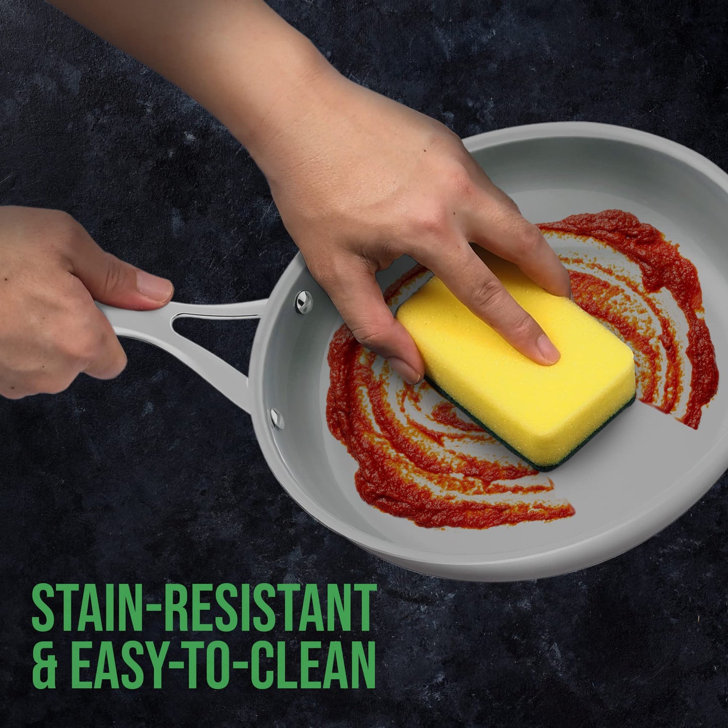 NutriChef 8'' Small Fry Pan-PFOA/PFOS Free Stainless Steel Stain-Resistant Frying Pan Kitchen Cookware w/Durable Ceramic Non-Stick Coating, Hollowed Cast Handles - Works w/ Model NCSSX45