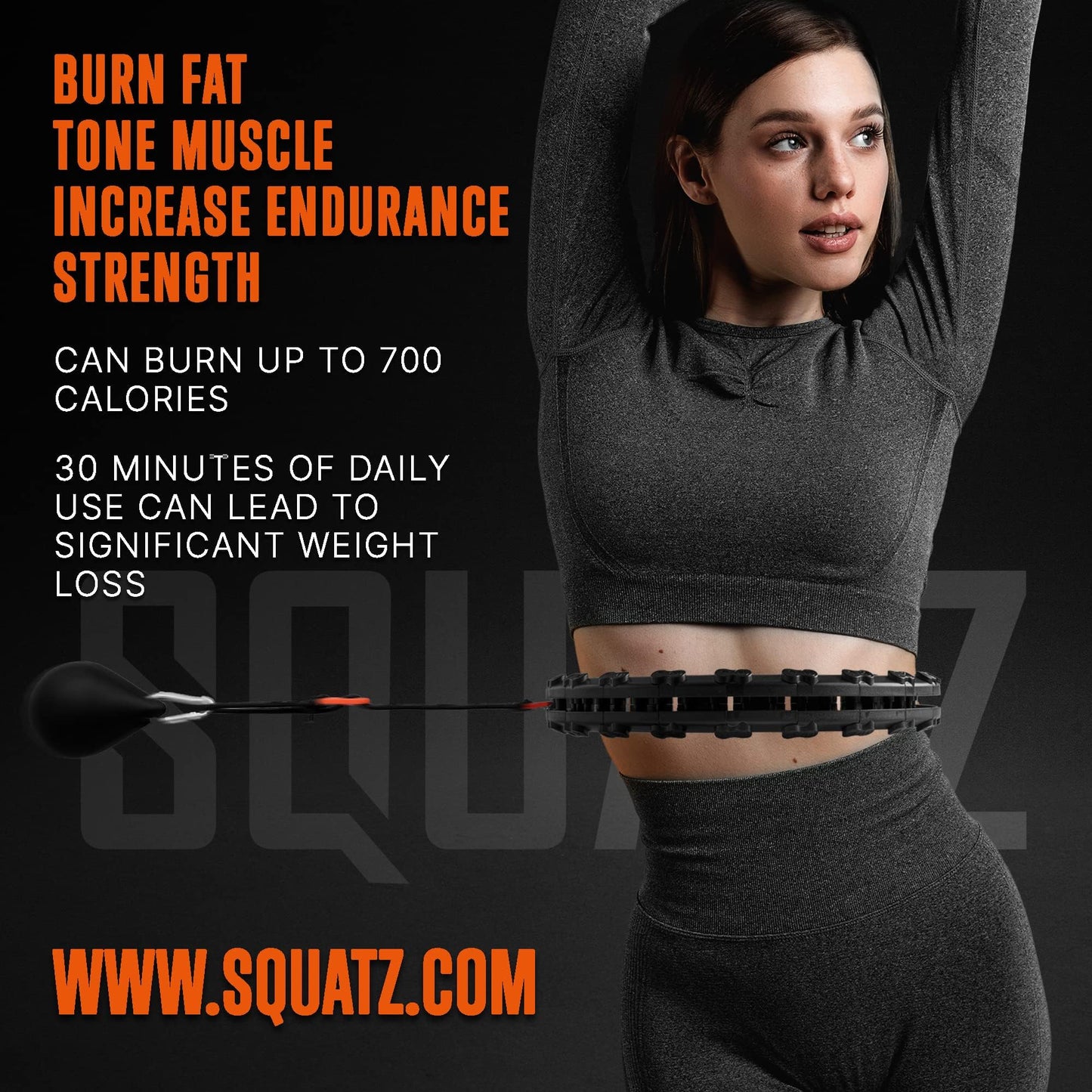 SQUATZ Exercise Hula Hoop for Adults Weight Loss - Weighted Hula Hoop for Workout - Adjustable 22 Piece Design - 47 Inch Circumference