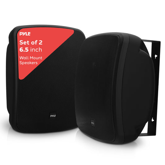 Pyle Outdoor Waterproof Wireless Bluetooth Speaker - 6.5 Inch Pair 2-Way Weatherproof Wall/Ceiling Mounted Dual Speakers w/Heavy Duty Grill, Universal Mount, Patio, Indoor Use PDWR64BTB (Black)