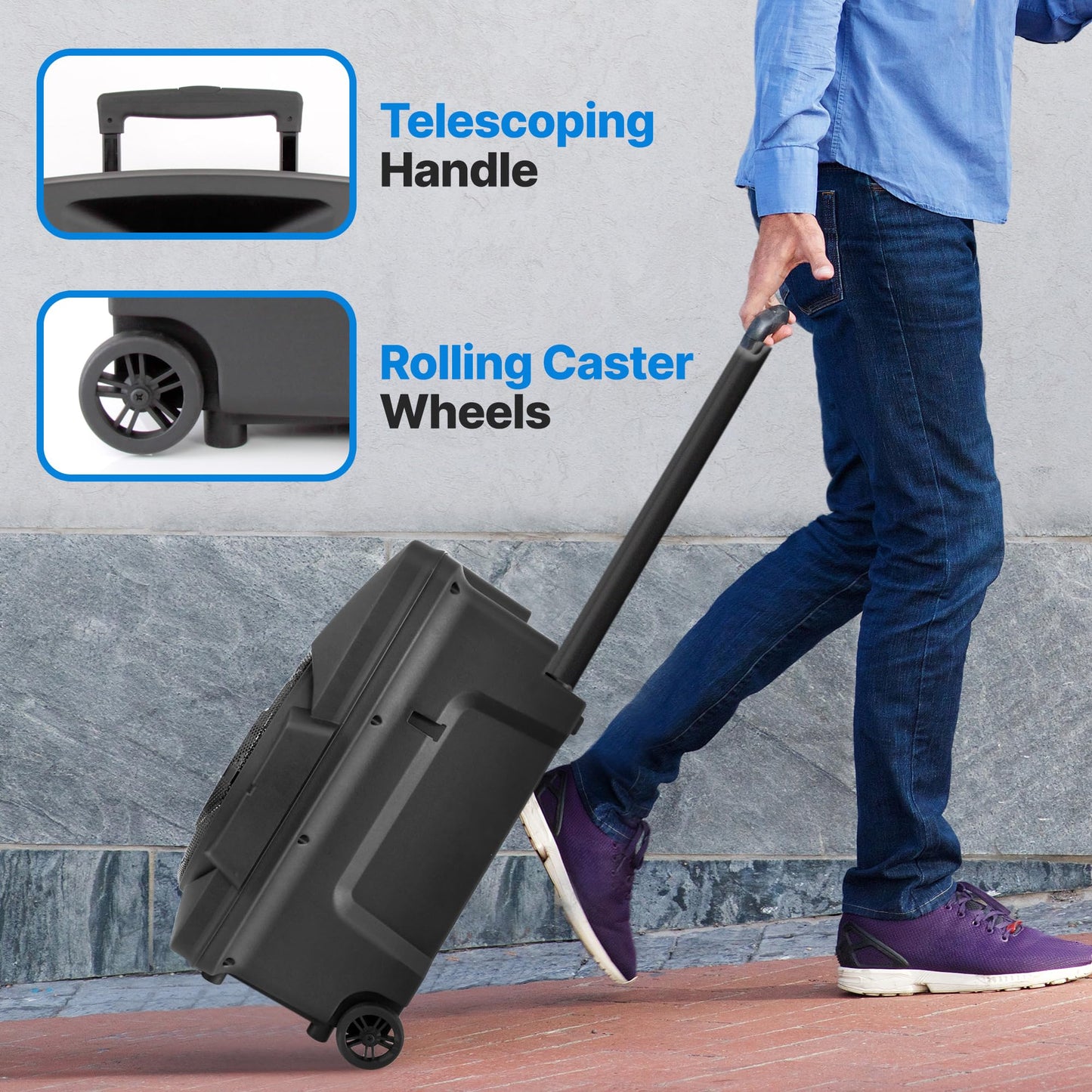 Pyle Wireless Portable PA Speaker System -1200W High Powered Bluetooth Compatible Indoor&Outdoor DJ Sound Stereo Loudspeaker wITH USB MP3 AUX 3.5mm Input, Flashing Party Light & FM Radio -PPHP1544B