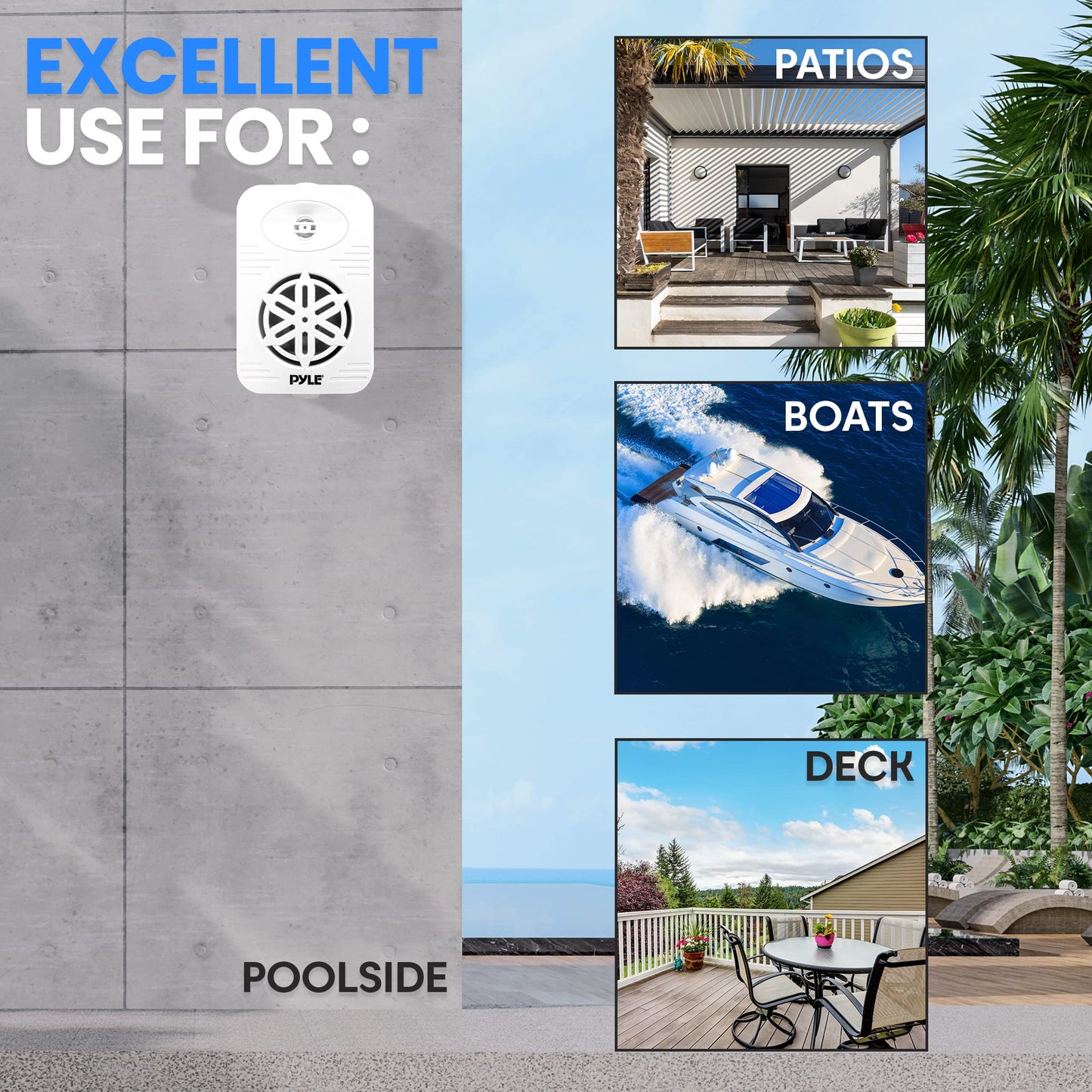 PyleUsa Indoor Outdoor Speakers Pair - 300 Watt Dual Waterproof 4” 2-Way Full Range Speaker System w/ 1/2” High Compliance Polymer Tweeter - in-Home, Boat, Deck, Patio, Poolside (White) - PDWR45WT