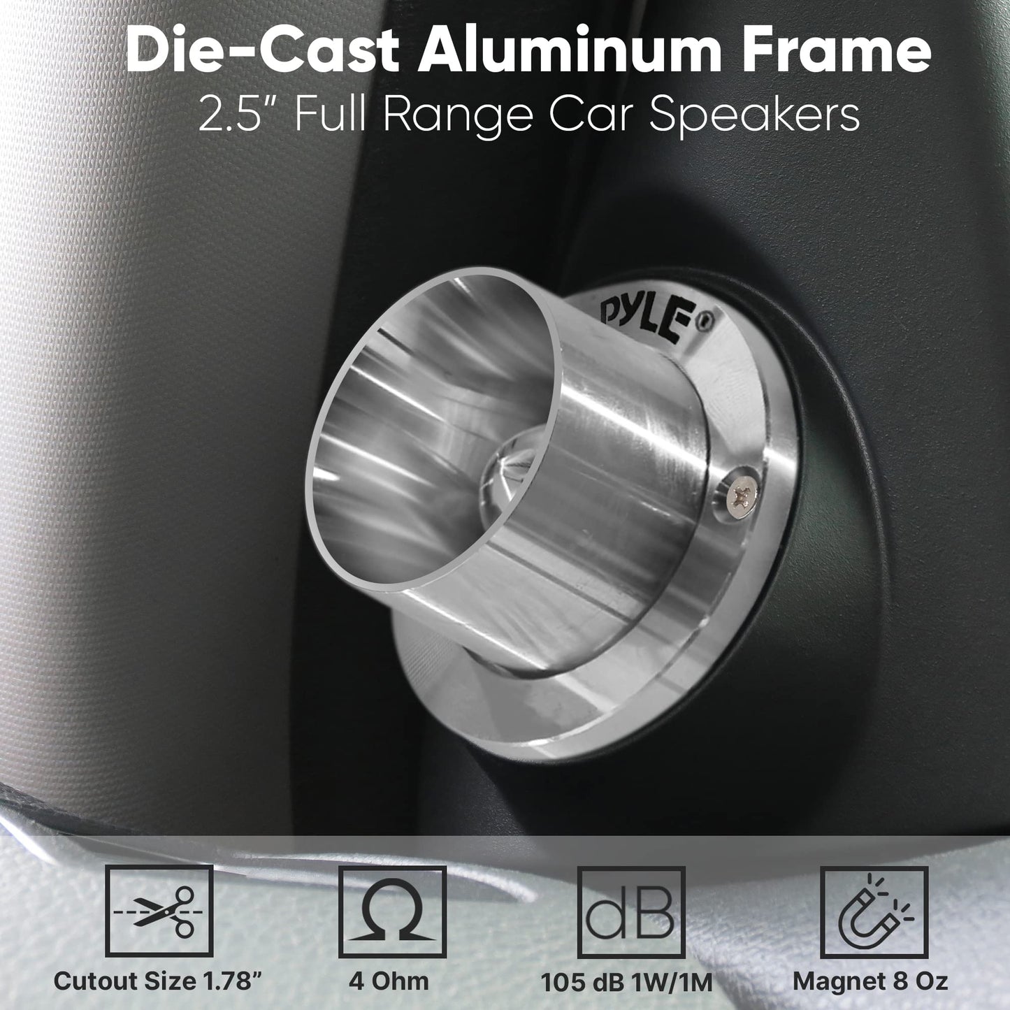 Pyle 2.5" Titanium Tweeter with Die-Cast Aluminum Frame - 100 Watts, 1'' Voice Coil, Car Audio Tweeter for Stereo and Speaker - PDBT30, Yellow