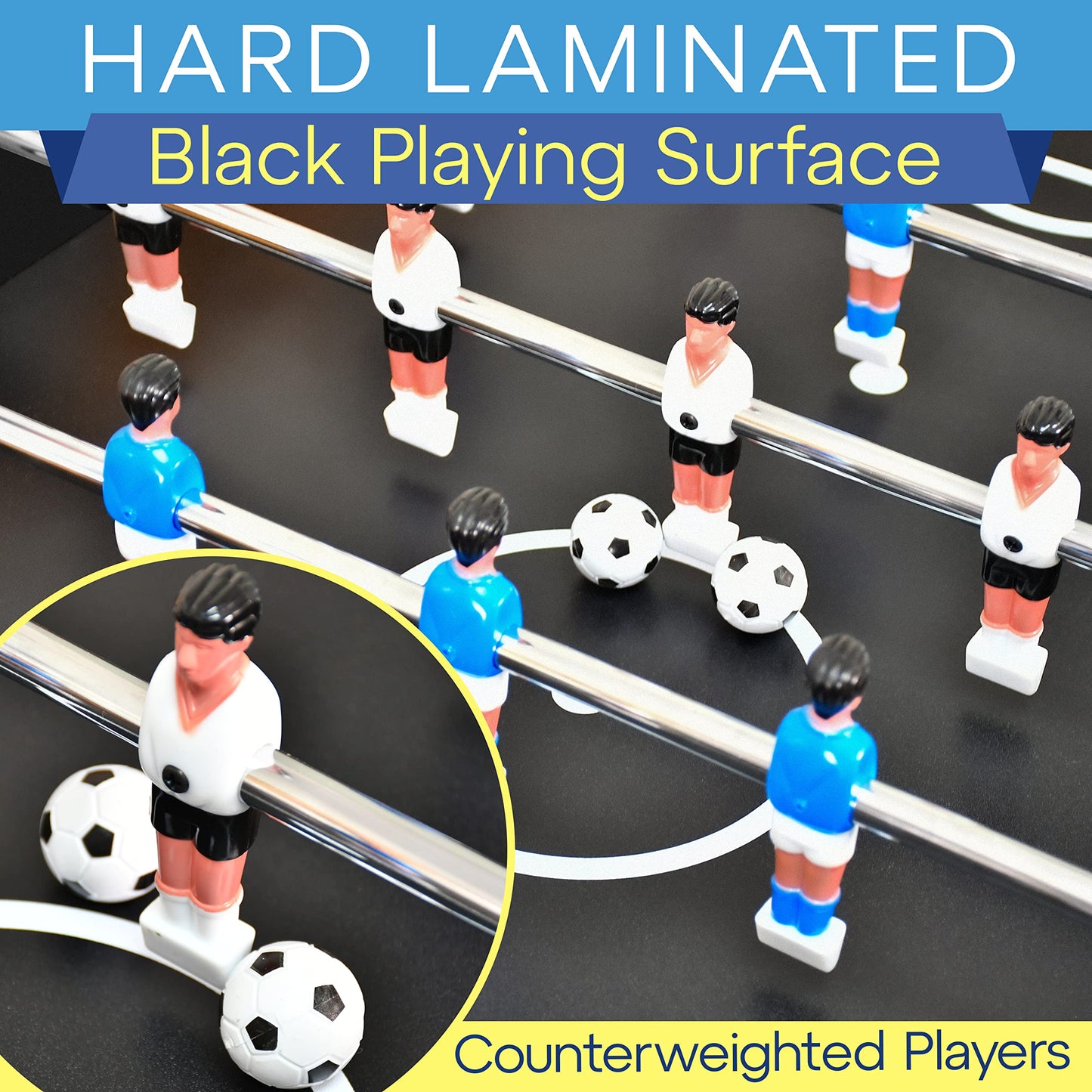 SereneLife 48in Competition Sized Foosball Table, Soccer for Home, Arcade Game Room, 2 Balls, 2 Cup Holders 2x4ft for Man Cave or Basement - Standing or Tabletop, Black
