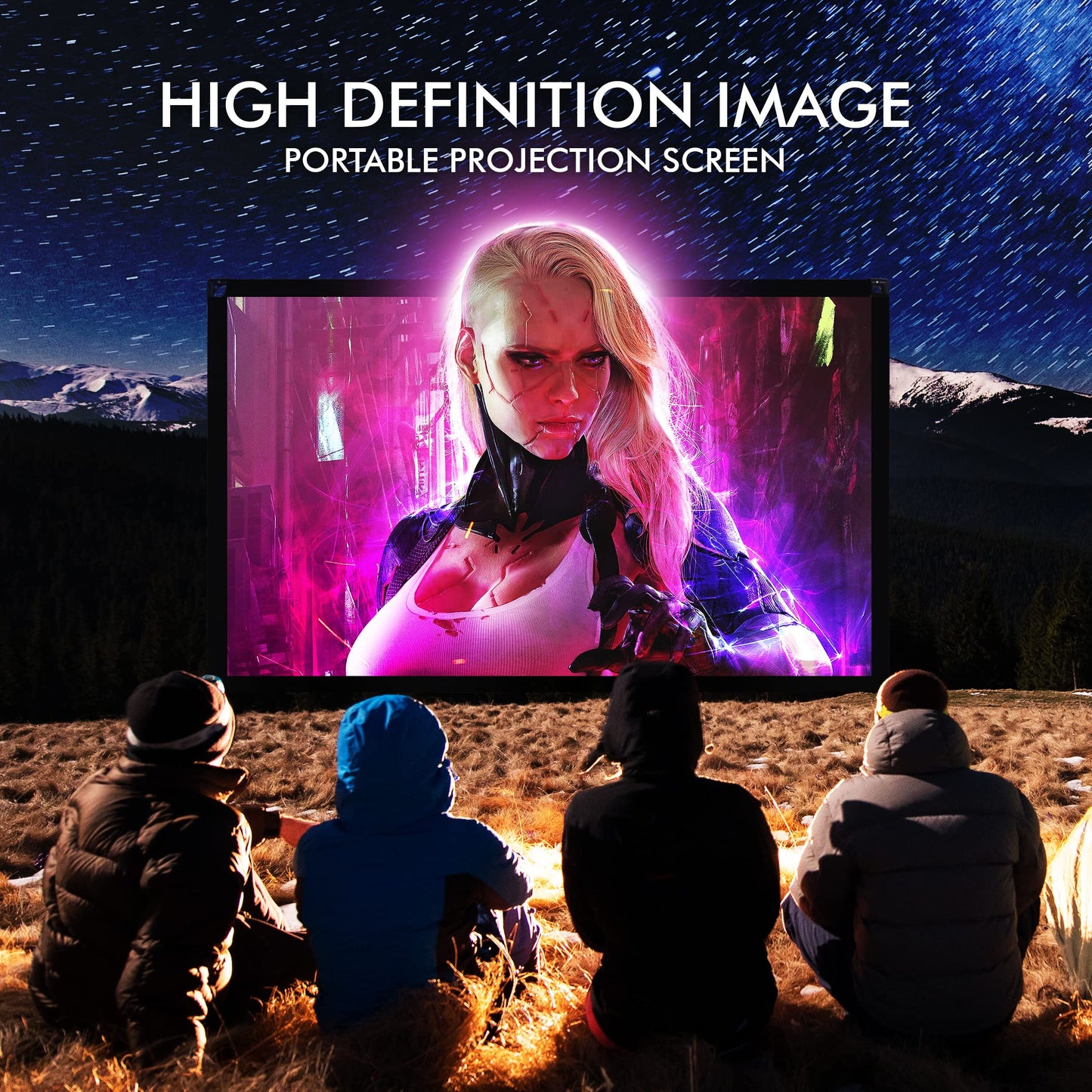 Pyle Foldable Portable Projector Screen - 120" 16:9 HD 4K Lightweight Indoor Outdoor Anti-Crease Movie Projection Display - for Home Theater, Party, Office, Classroom