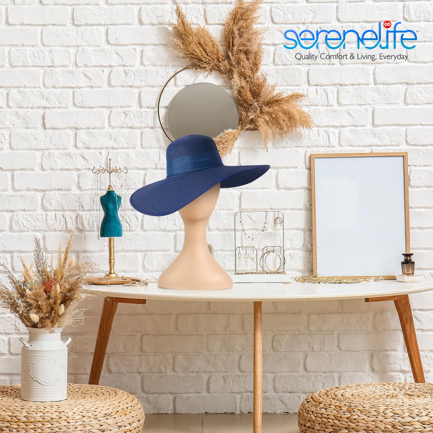 SereneLife Professional Mannequin Head, Women’s Wig Stand Display (16.1'' Height), Smooth Surface for Styling and Displaying Hats & Jewelry, Ideal for Salon & Retail Use