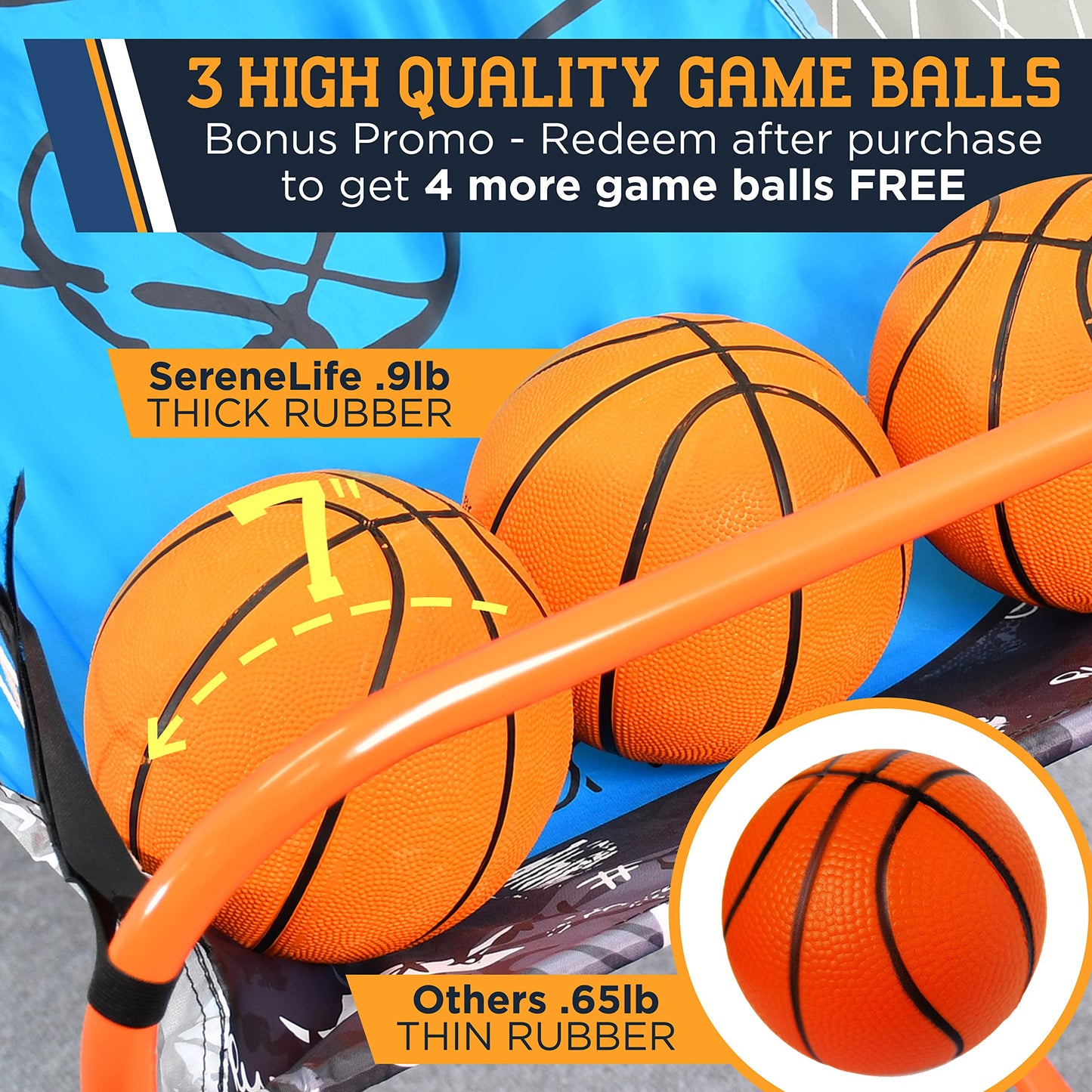 SereneLife Single Hoop Basketball Shootout Indoor Home Arcade Room Game with Electronic LED Digital Basket Ball Shot Scoreboard&Play Timer Fold-up Court Shooting Sports for Adults Player, Blue