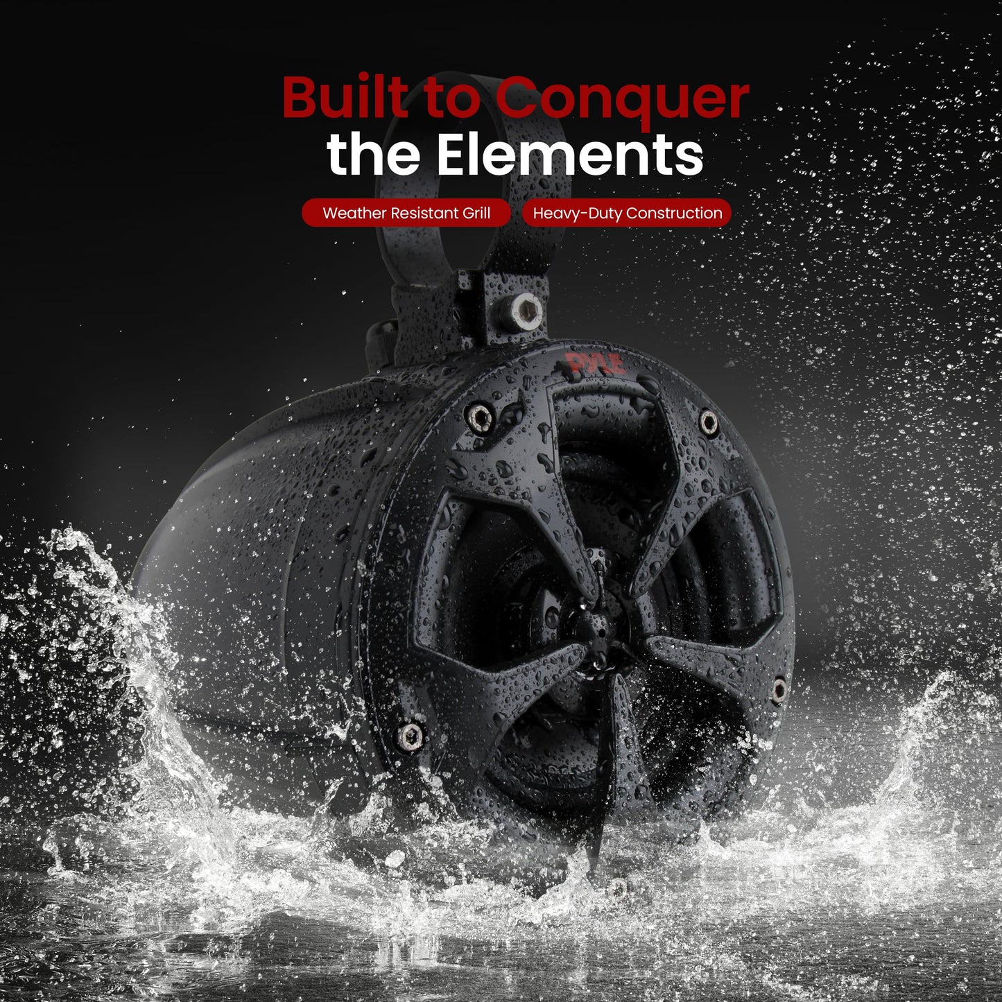 Pyle 4" Off-Road Bluetooth Waterproof Speakers -800W Peak Power Amplified Speaker System for ATV / UTV, Golf Cart, Boat, Aux Input Jack, For use w/all 12V Vehicles - PLUTV43BTA, Black