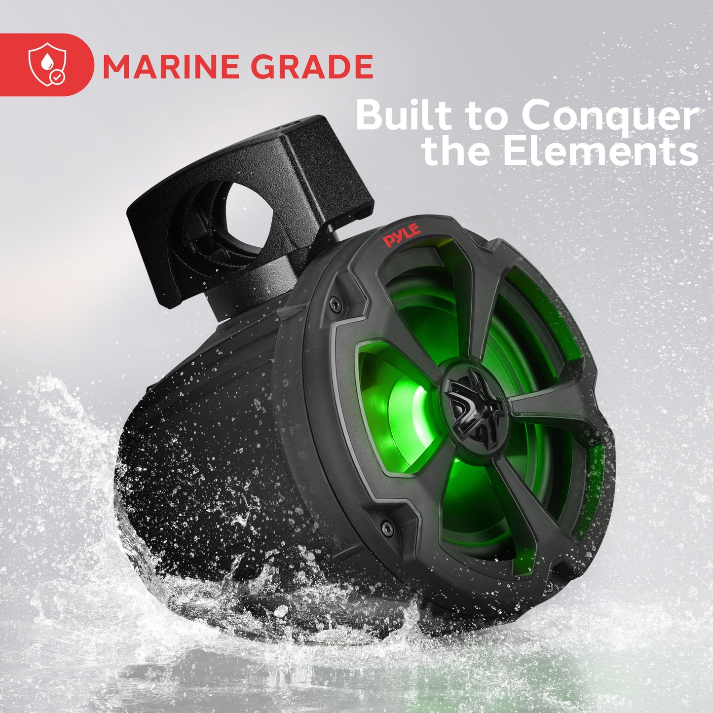 Pyle Marine Speakers, Boat Speakers, Waterproof Speakers, 6.5’’ Water-Resistant Bluetooth, 1200 Watt, RGB Lights, Remote Control, Aux Input, Universal Mounting Brackets, ATV, UTV, Jeep, PLUTV65BTR