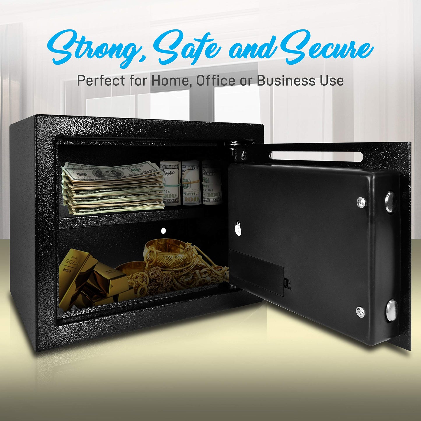 SereneLife Drop Box Safe Front Load Cash Vault Drop lock and Safe For Jewlery Cash documents with Mechanical Override, Includes Keys 13.8 x 9.8 x 9.8 inches (SLSFE342)