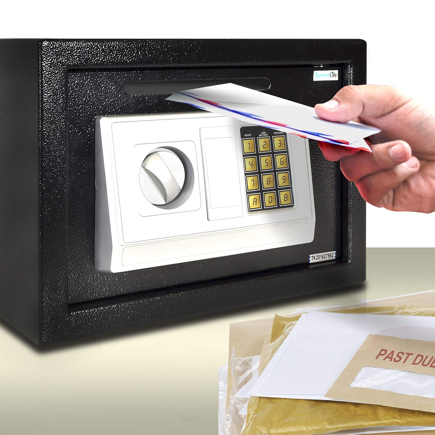 SereneLife Drop Box Safe Front Load Cash Vault Drop lock and Safe For Jewlery Cash documents with Mechanical Override, Includes Keys 13.8 x 9.8 x 9.8 inches (SLSFE342)