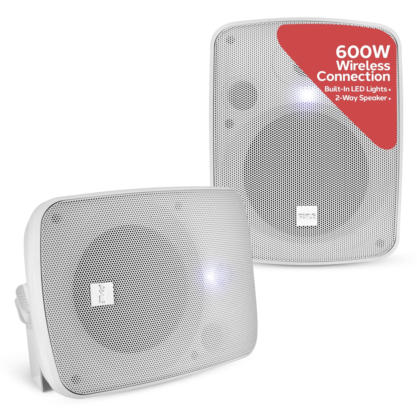 PYLE Outdoor Speakers - Pair of Bluetooth Waterproof Wireless Speakers - 600 Watt 2-Way Full Range Stereo Speaker, Marine Grade Weatherproof, Wall/Ceiling Universal Mounting - Home, Boat, Patio Pool