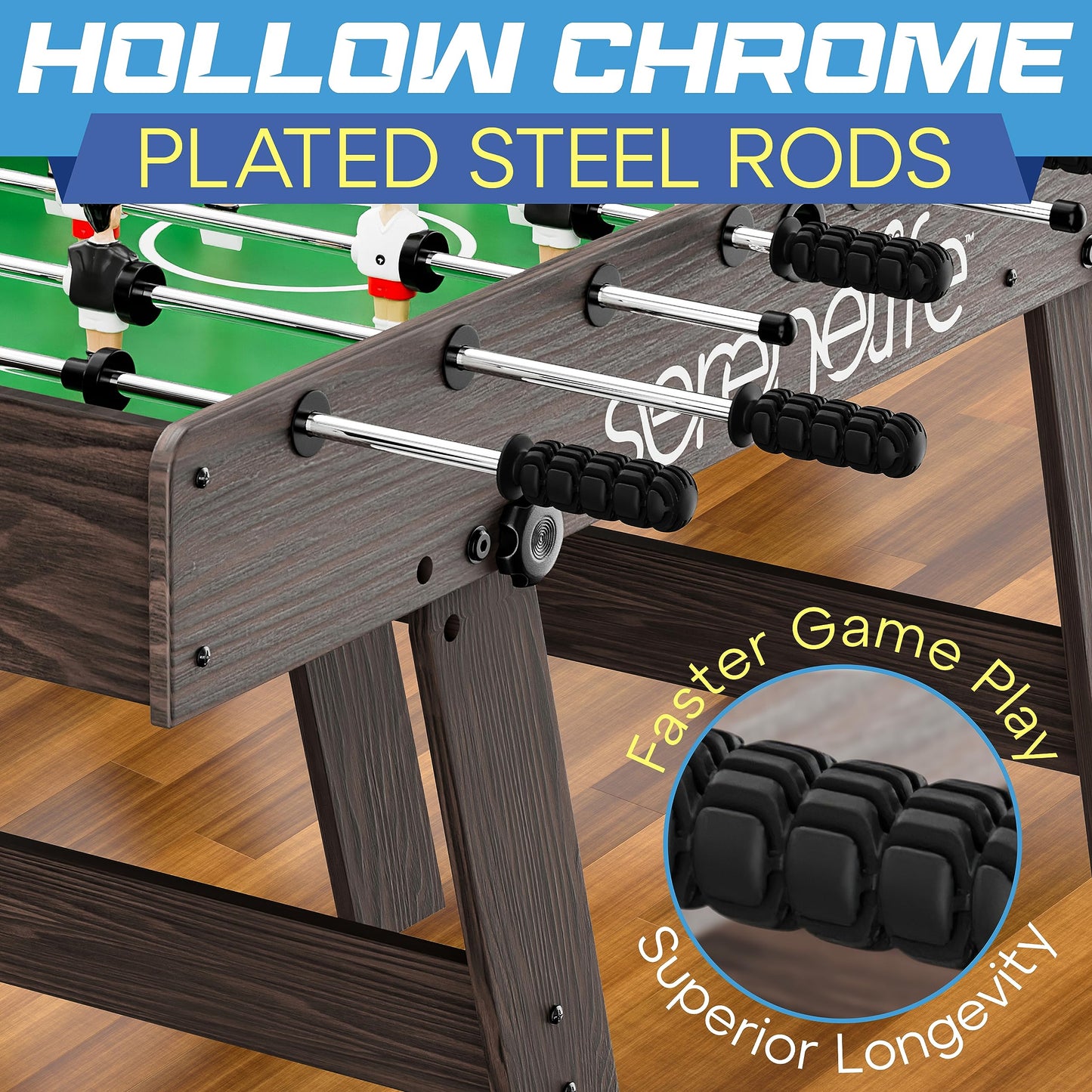 Folding Foosball Table, 4’ x 2’ Full Competition Size Foldable Space Saving Table Soccer for Home, Arcade Game Room, for Indoor or Outdoor, Family Game Night, Perfect for Kids and Adults