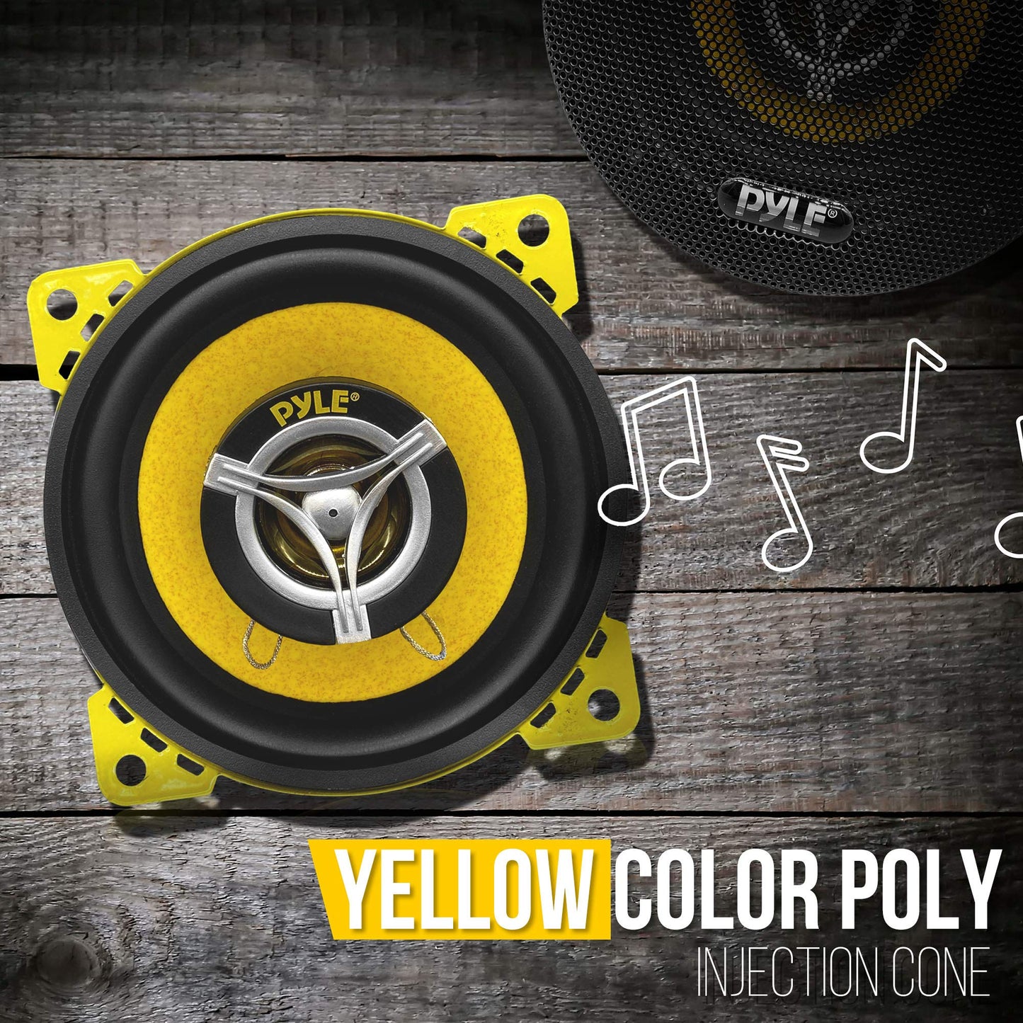 Pyle Car Two Way Speaker System-Pro 4 Inch 140 Watt 4 Ohm Mid Tweeter Component Audio Sound Coaxial Speakers For Car Stereo w/20 Oz Magnet,1.85” Mount Depth Fits Standard OEM-Pyle PLG4.2(Pair),Yellow