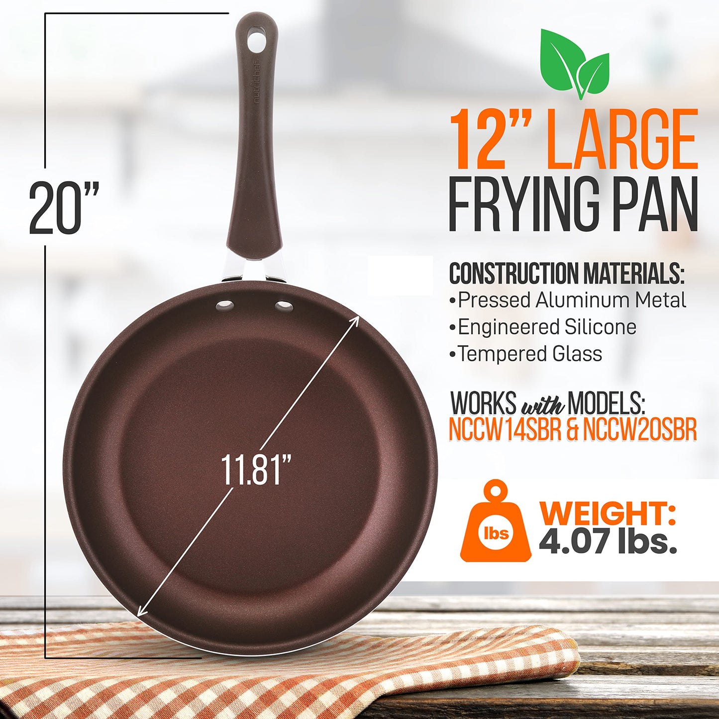 NutriChef Sauce Pot with Lid - Long Lasting Non-Stick High-Qualified Kitchen Cookware with See-Through Tempered Glass Lids, 1.5 Quart (Works with Models: NCCW14SBR & NCCW20SBR) - NCCW14SBR1SP