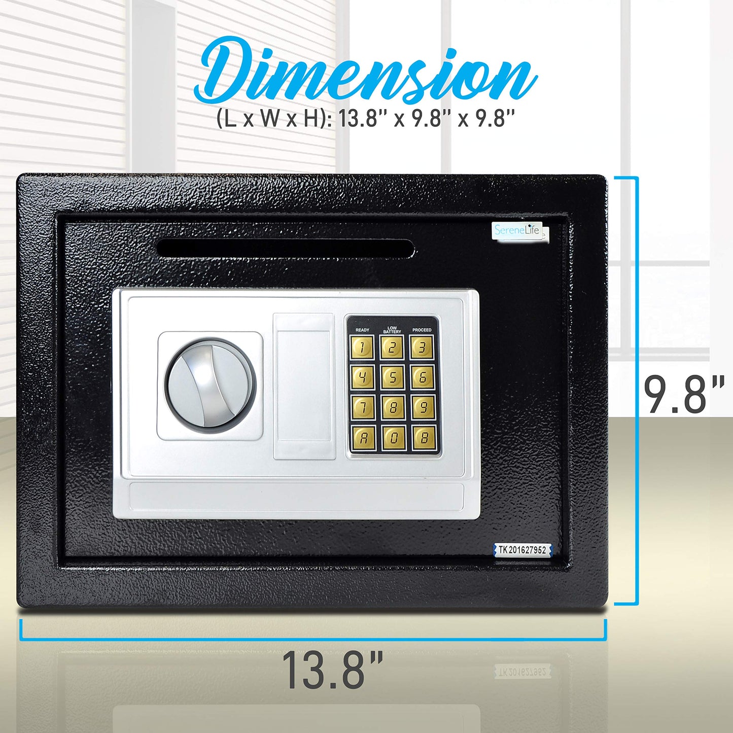 SereneLife Drop Box Safe Front Load Cash Vault Drop lock and Safe For Jewlery Cash documents with Mechanical Override, Includes Keys 13.8 x 9.8 x 9.8 inches (SLSFE342)