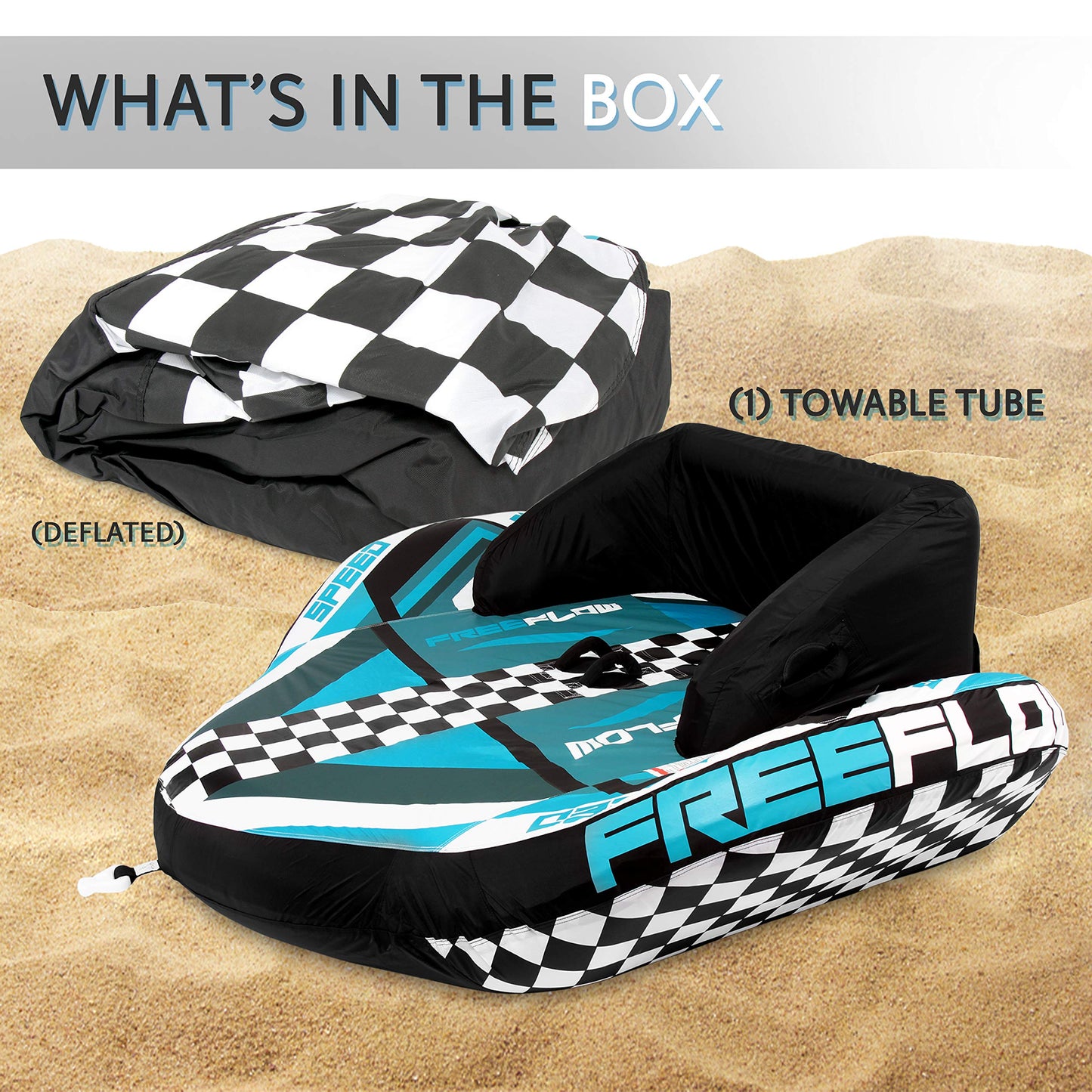 SereneLife Heavy-Duty Inflatable Towable Booster Tube - Two Person Water Tube Boating Float Tow Raft
