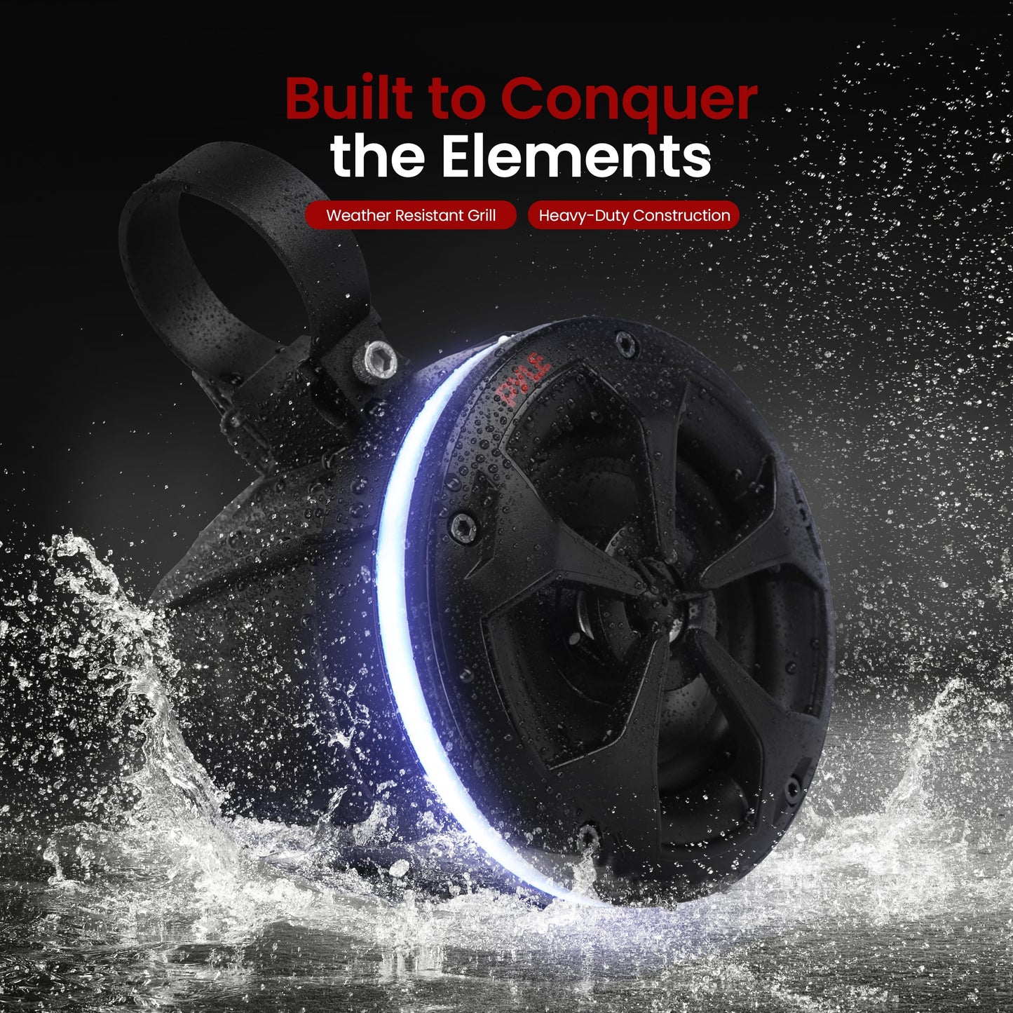 Pyle PLUTV45BTR 2 Channels Marine Bluetooth ATV/Golf Cart/UTV Tower Speakers 800W Stereo System Waterproof 800W Marine Grade Tower Amplified Vehicle Speaker System Pair for Boats with RGB Party Lights