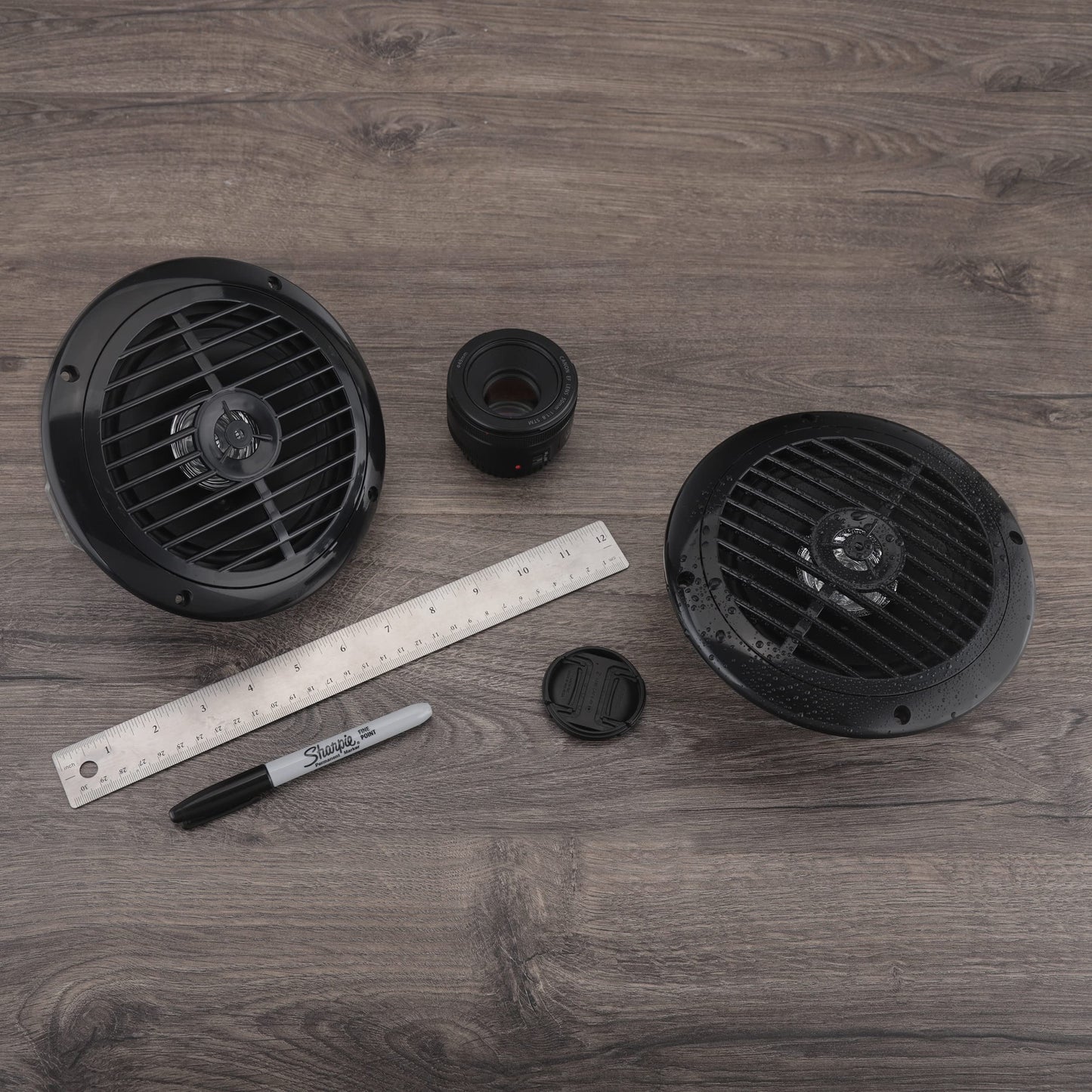 Pyle 6.5 Inch Dual Marine Speakers - 2 Way Waterproof and Weather Resistant Outdoor Audio Stereo Sound System with 120 Watt Power, Polypropylene Cone and Cloth Surround - 1 Pair - PLMR67B (Black)