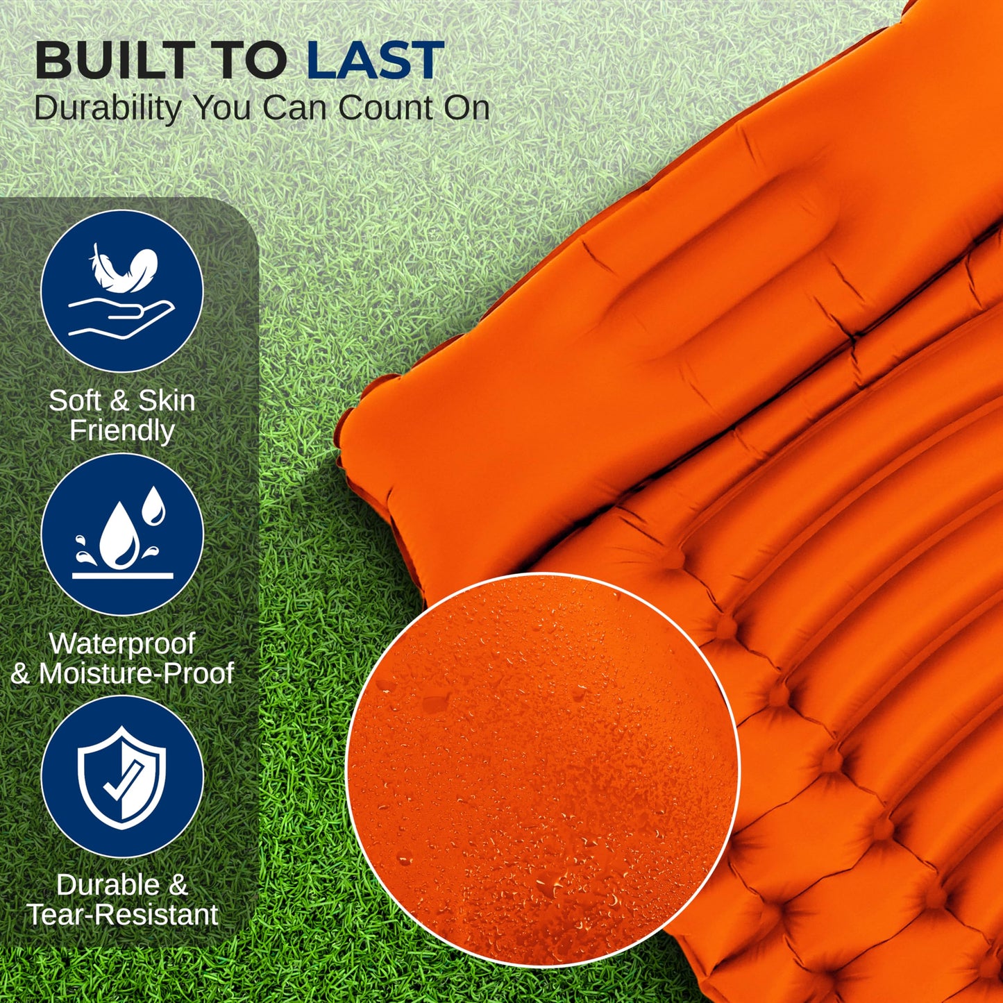 SereneLife Sleeping Pad with Pillow for Camping - Compact Sleeping Mat with Fast Inflation, Lightweight, and Tear-Resistant Backpacking Air Mattress with Carry Bag for Camping, Backpacking, Hiking