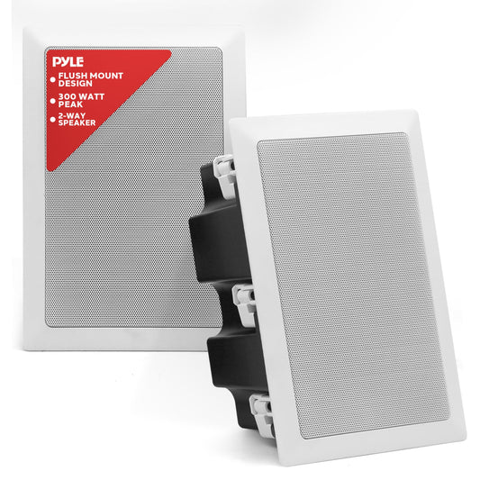 Pyle In-Wall / In-Ceiling Dual 5.25'' Enclosed Speaker Systems, 2-Way Flush Mount Stereo Speakers (Pair)