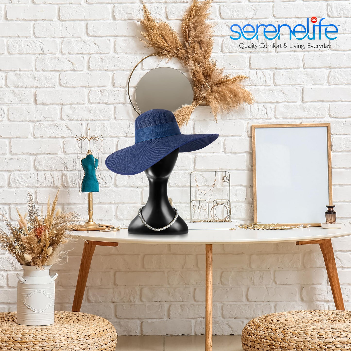 SereneLife Professional Mannequin Head, Durable Multi-purpose Women Model Wig Stand Display, Suitable for Shaping and Displaying Hats, Hair Pieces, Wigs, Accessories and Jewelry