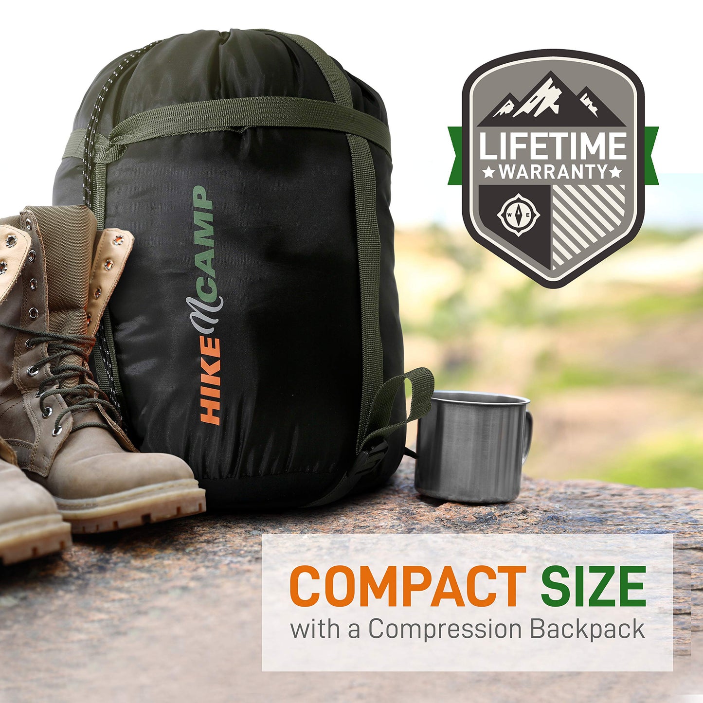 SereneLife Backpacking Sleeping Bag Camping Gear - Double Sleeping Bag for Adults/Teens w/ 2 Pillows, Bag - Outdoor Lightweight Weather Proof Sleeping Bags - Camping, Hiking - SLSBCA (Camouflage)