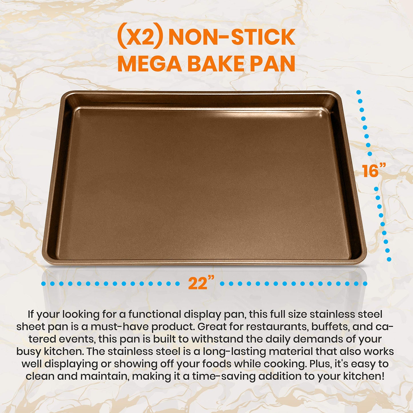 NutriChef 2-Piece Nonstick XL Cookie Sheets for Baking - 22" x 16" Extra Large Carbon Steel Oven Baking Trays - Non Stick Coating, Stackable Baking Pans, NCLGBP28