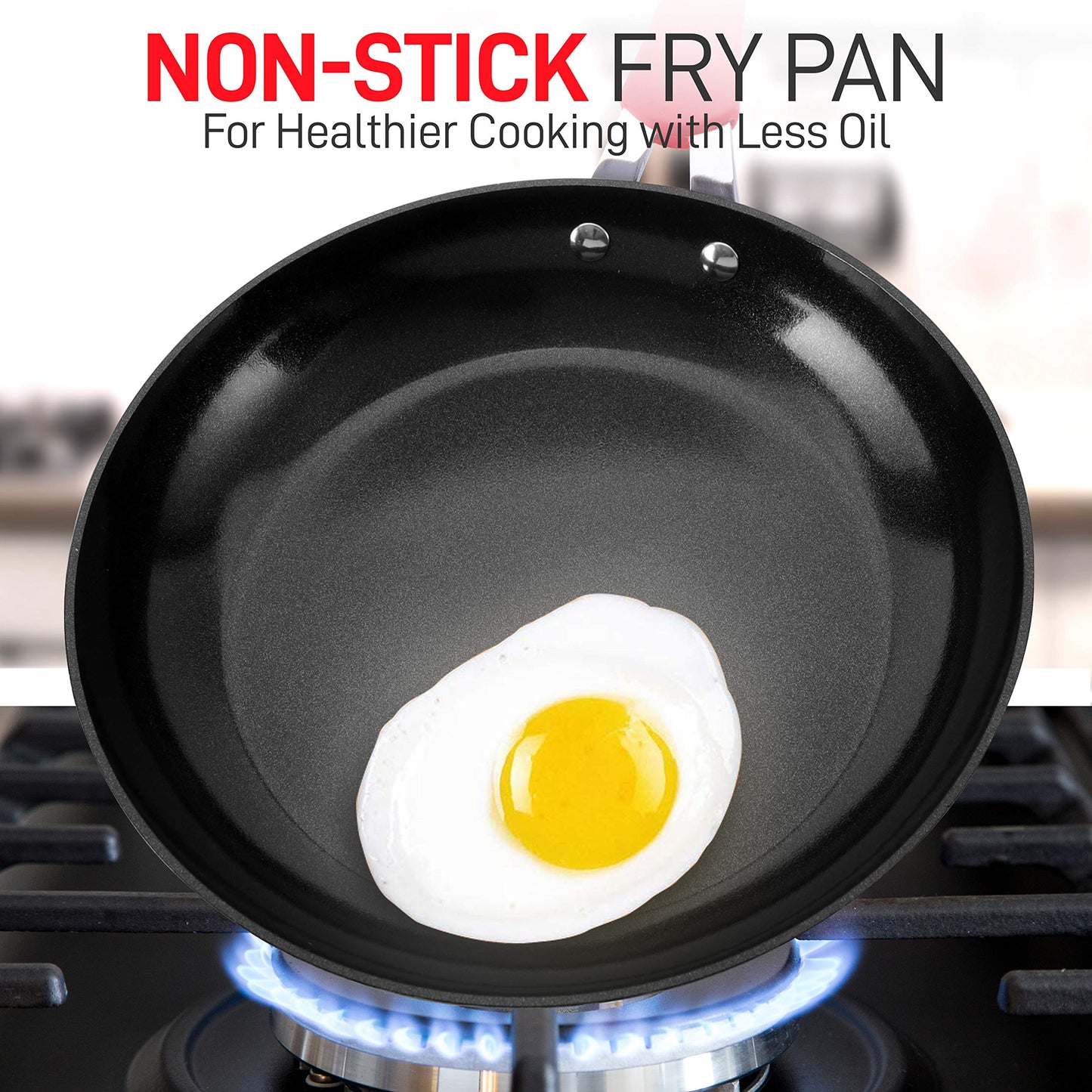 NutriChef 11'' Large Fry Pan - Non-Stick High-Qualified Kitchen Cookware, (Works with Model: NCCW11RDD)