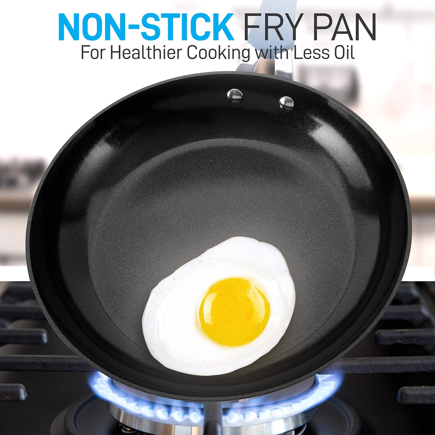 NutriChef 11'' Durable Large Fry Pan - Non-stick High-Qualified Kitchen Cookware, Induction compatible Works with Model: NCCW11DS, One size, Blue PRTNCCW11BDLFP
