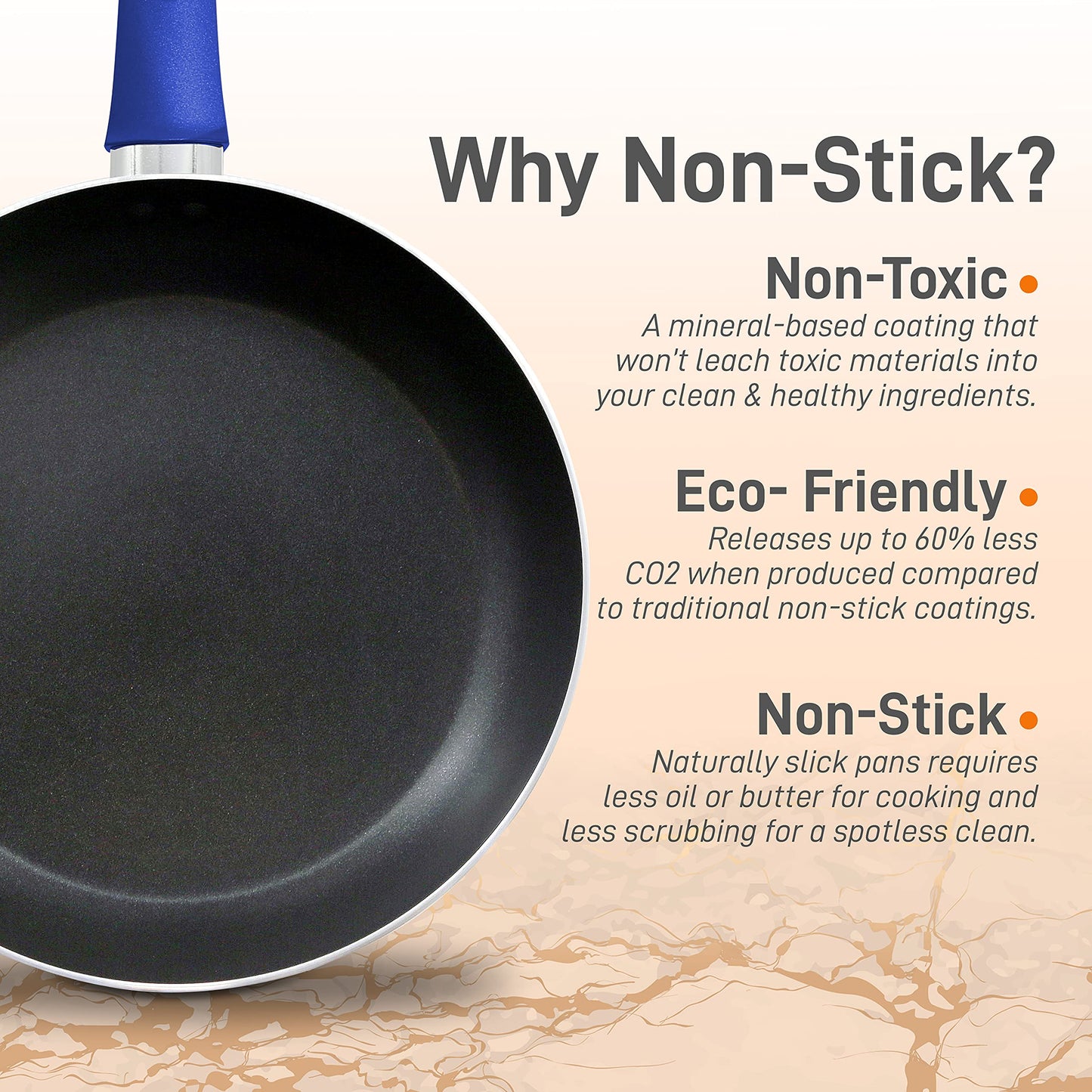 NutriChef 10'' Large Open Fry Pan - Non-Stick High-Qualified Kitchen Cookware with Black Inside and Blue Outside (Works with Model: NCCWA13BU)