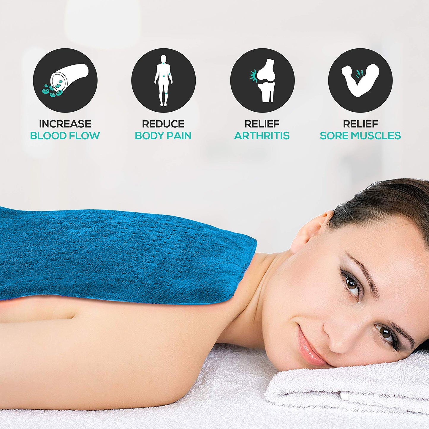 SereneLife Electric Heating Pad For Women - Large Pillow Style Heating Pad For Back & Period Cramps - Instant Heat, Quick Warm Relief For Athletes & Runners - 6 Heat Settings, Auto Off