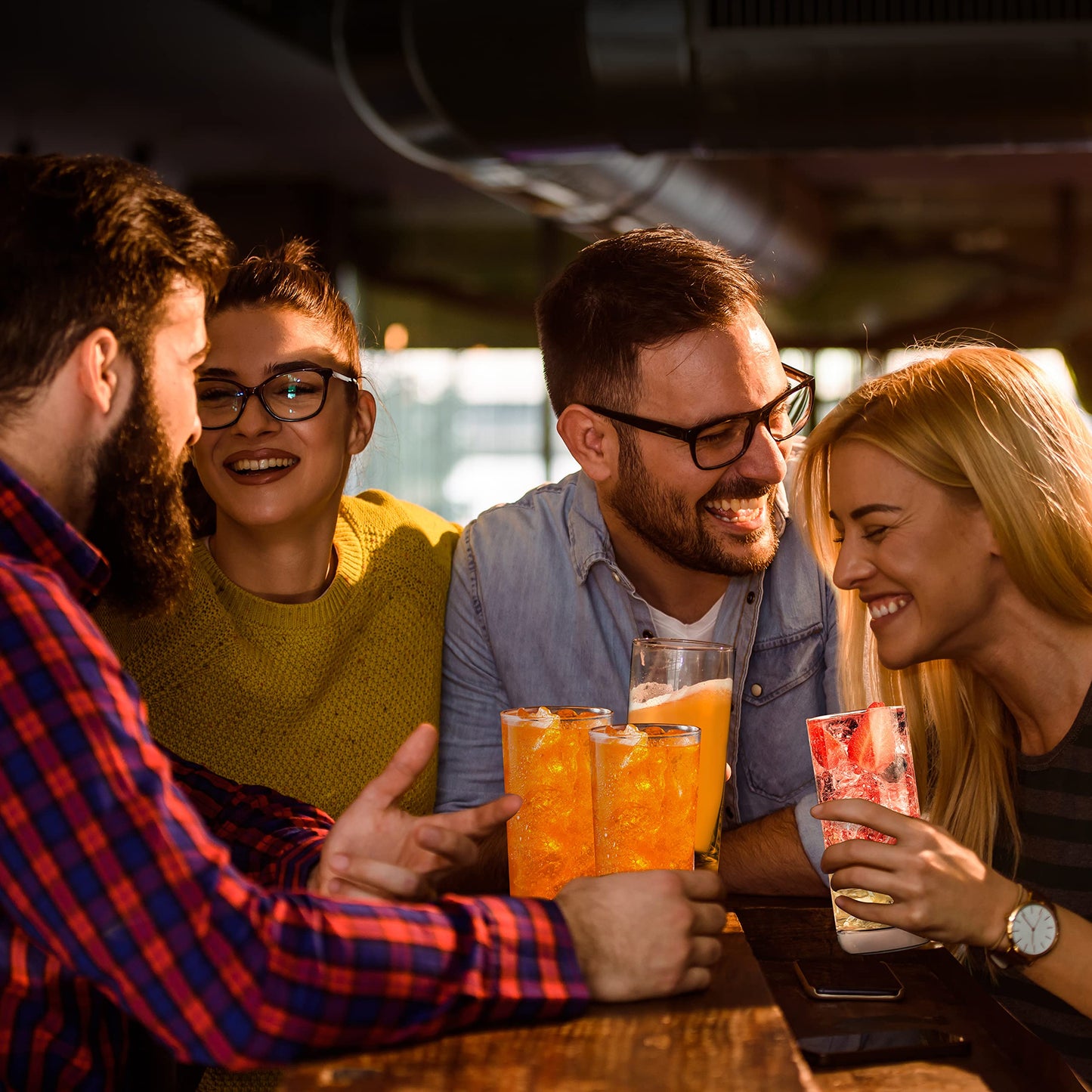 Nutrichef 14.2 oz Highball Drinking Glasses Premium Crystal, Durable & Dishwasher Safe, Elegant Design for Water, Cocktails & Liquor - Set of 2