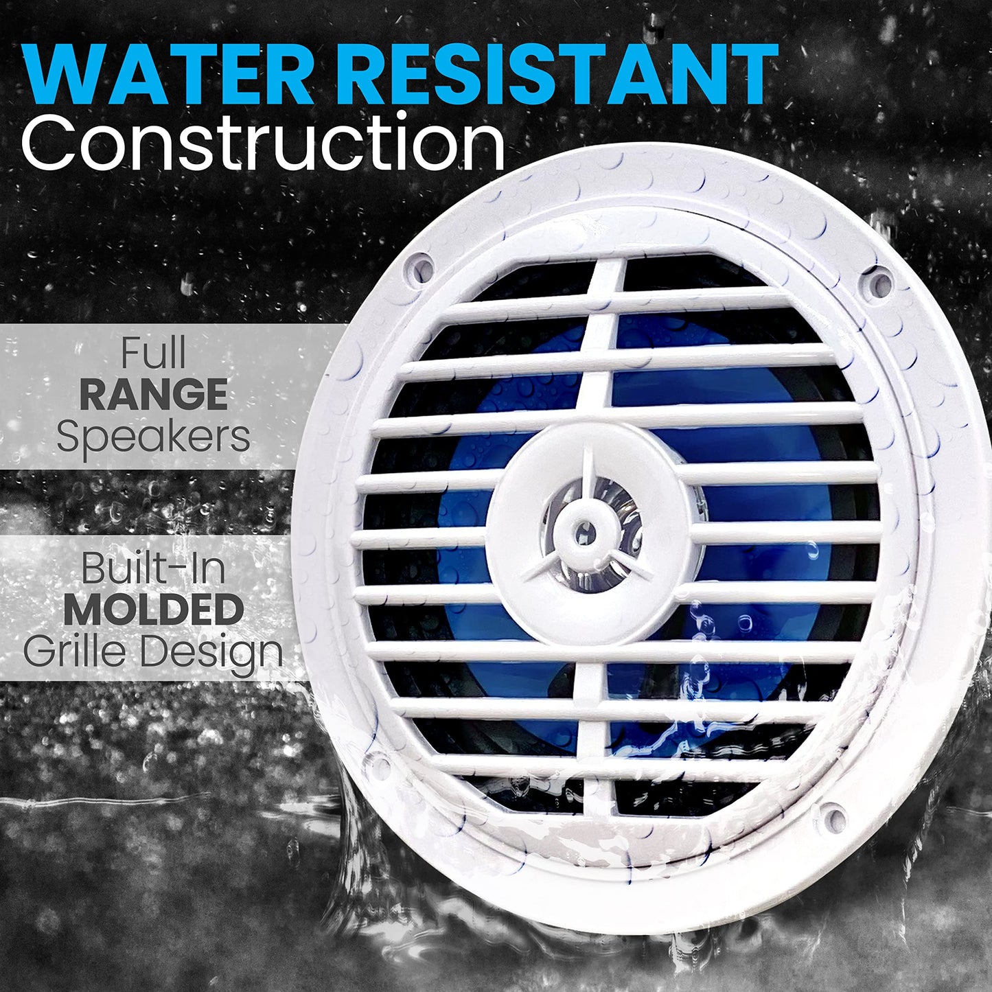 Pyle 5.25 Inch Dual Marine Speakers - 2 Way Waterproof and Weather Resistant Outdoor Audio Stereo Sound System with 100 Watt Power, Polypropylene Cone and Cloth Surround - 1 Pair - PLMR57W (White)