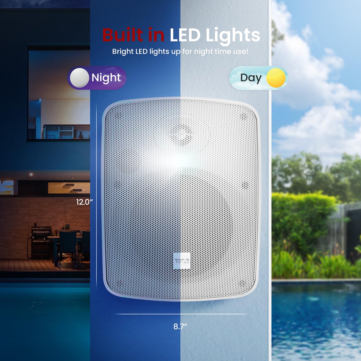 PYLE Outdoor Speakers - Pair of Bluetooth Waterproof Wireless Speakers - 600 Watt 2-Way Full Range Stereo Speaker, Marine Grade Weatherproof, Wall/Ceiling Universal Mounting - Home, Boat, Patio Pool