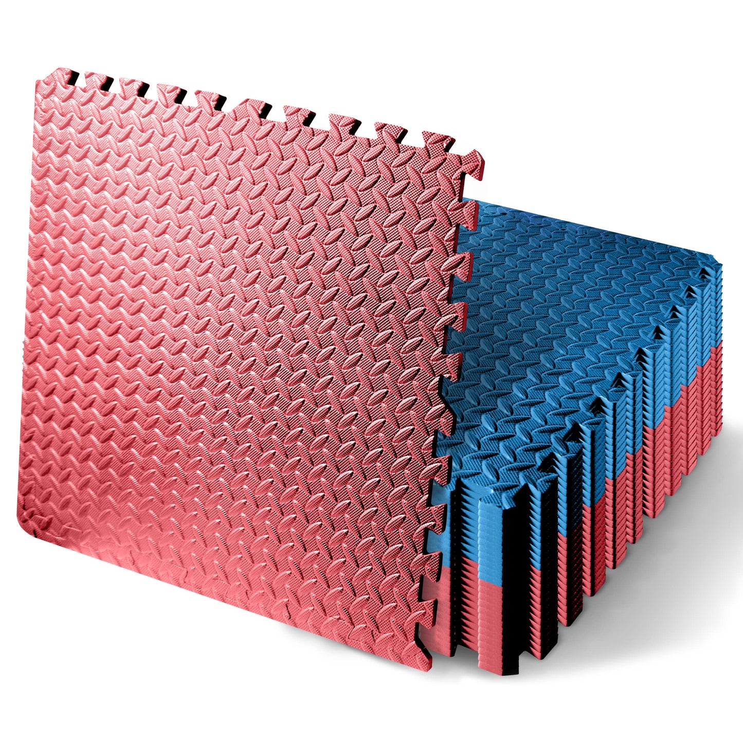 Thick Puzzle Exercise Mat, 25 Pcs EVA Foam Interlocking Tiles Protective Flooring for Gym Equipment and Cushion for Workouts, Durable Non-Skid Texture, Easy to Assemble, Red and Blue