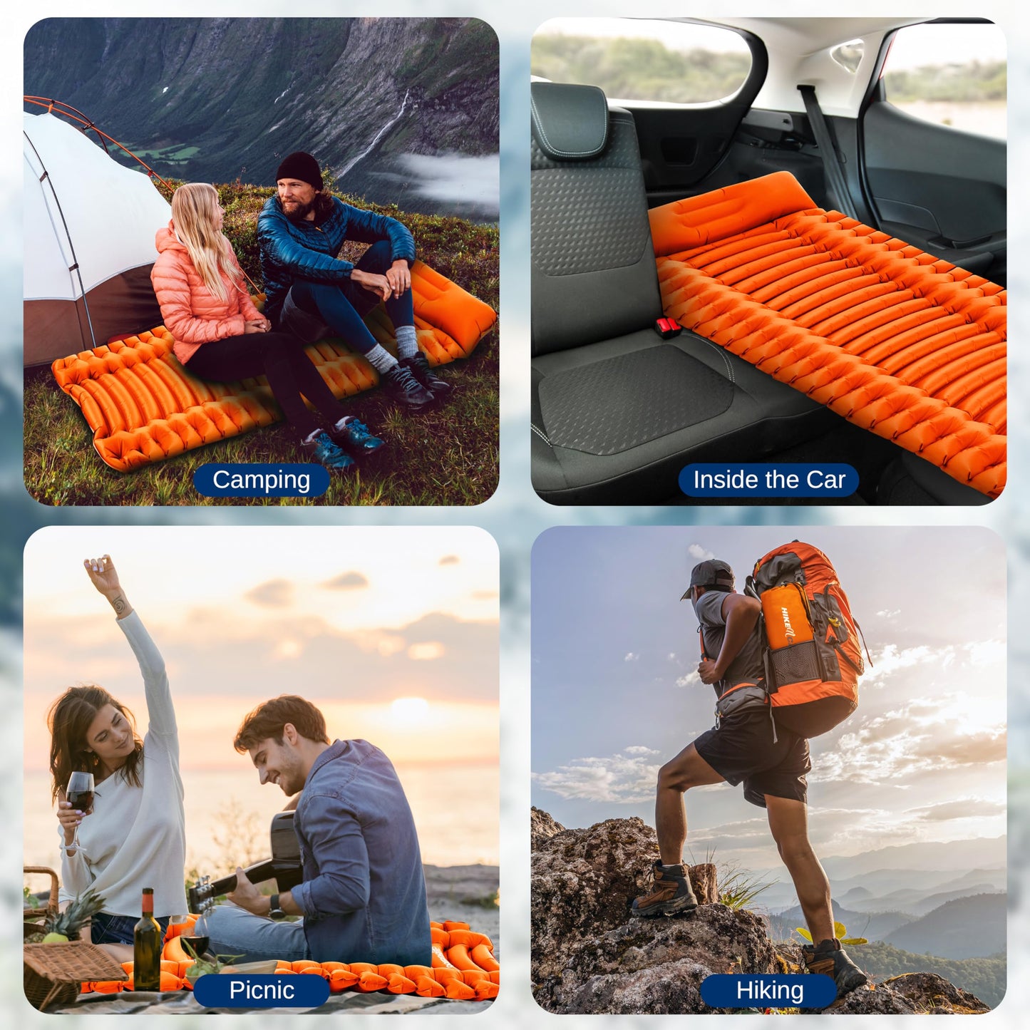 SereneLife Sleeping Pad with Pillow for Camping - Compact Sleeping Mat with Fast Inflation, Lightweight, and Tear-Resistant Backpacking Air Mattress with Carry Bag for Camping, Backpacking, Hiking