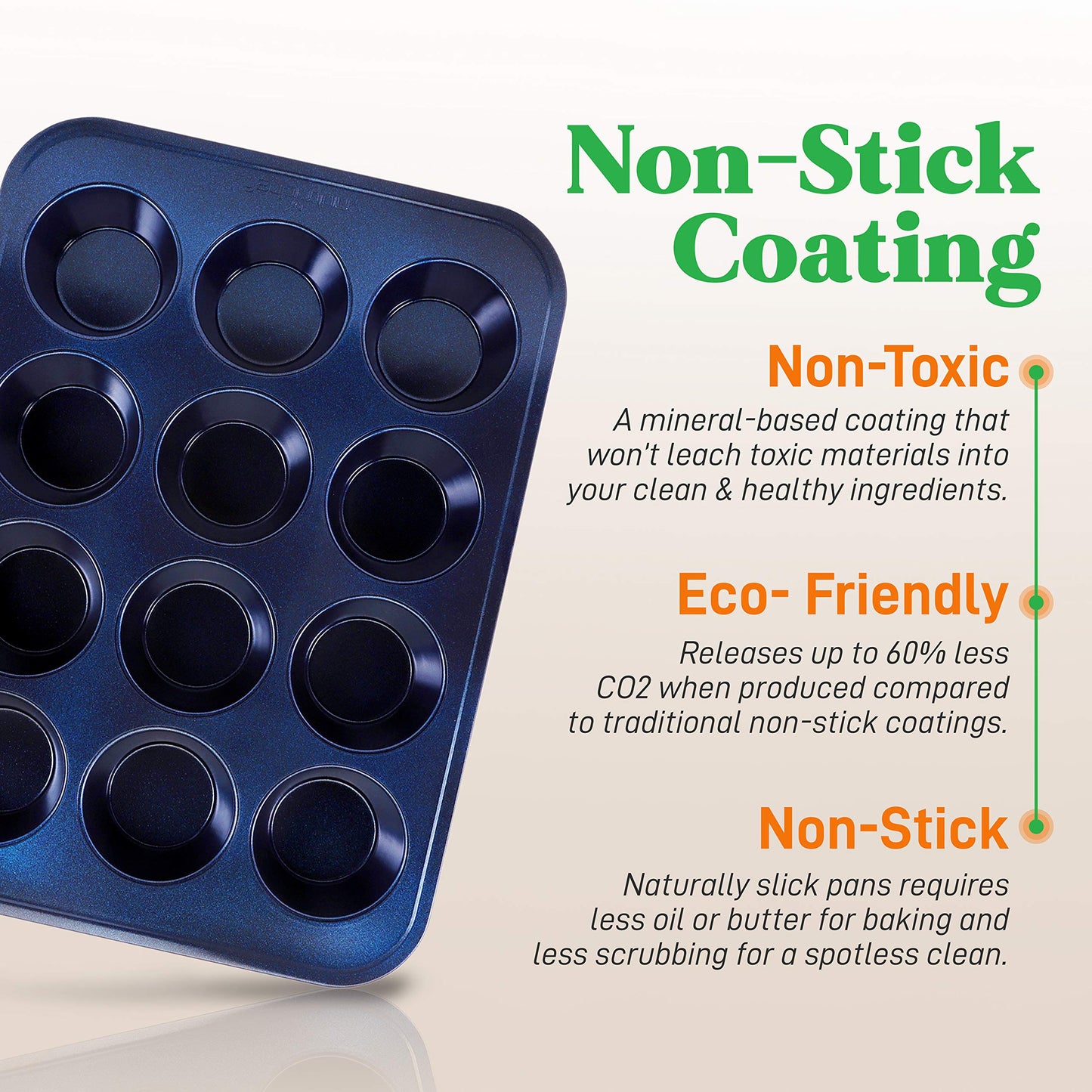 NutriChef 12-cup Blue Oven Muffin Pan, Non-Stick Coated Layer Surface, Even Heating Muffin Tray for Muffins, Cupcakes, Pastries & Mini Pies, Used for Model Number NCBK6TR