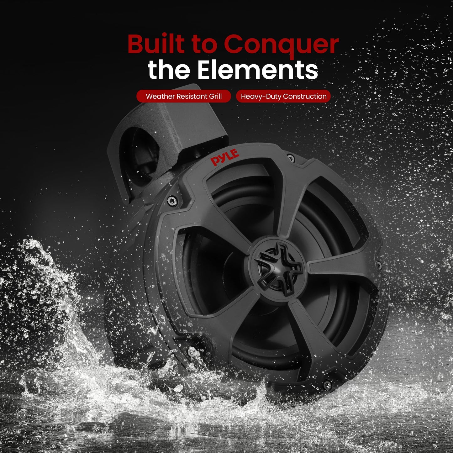 Pyle 6.5'' Water-Resistant Marine Off-Road Speakers - 1200 Watt Amplifier + Wireless BT Audio Controller- Marine, ATV, UTV, 4x4, Jeep, Wired RCA, for Boat Stereo Speaker & Other Watercraft