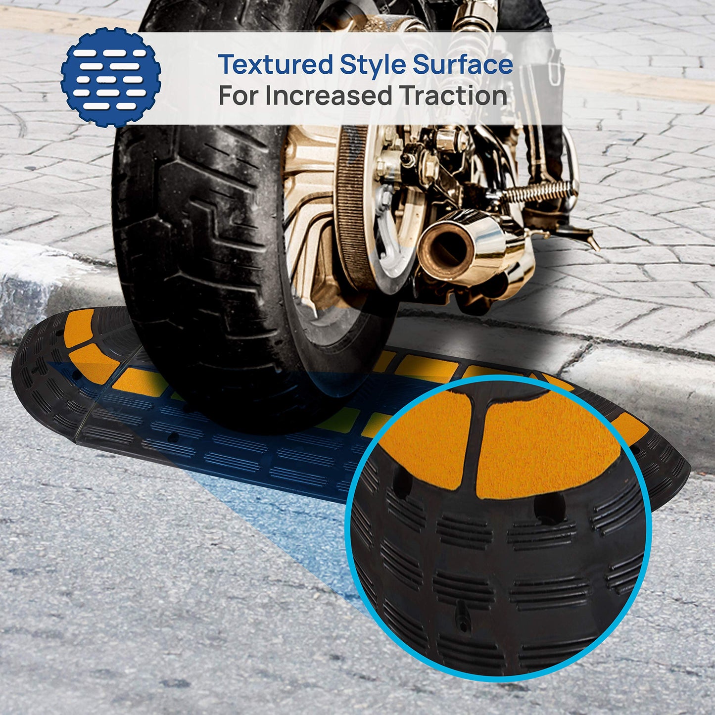 PYLE Vehicle Curb Ramp End Caps - 2PC Heavy Duty Rubber Threshold Driveway End Caps for Loading Dock, Garage, Sidewalk, Truck, Scooter, Bike, Motorcycle, Wheelchair Mobility - Pyle PCRBDR40