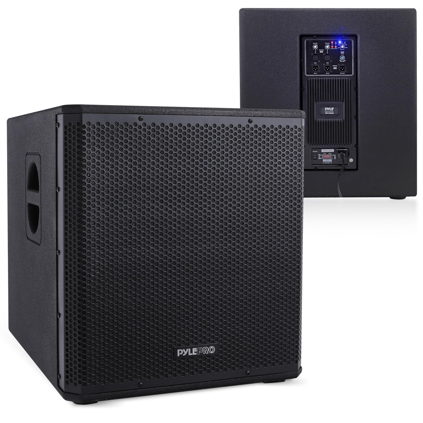 Pyle 3000 Watts Box Subwoofer Speaker - Active Powered 15” inch Woofer, Loud Bass, with DSP Digital Signal Processor for Home Theater System, Pro DJ Sound, Pole Mount Socket and Carrying Handles